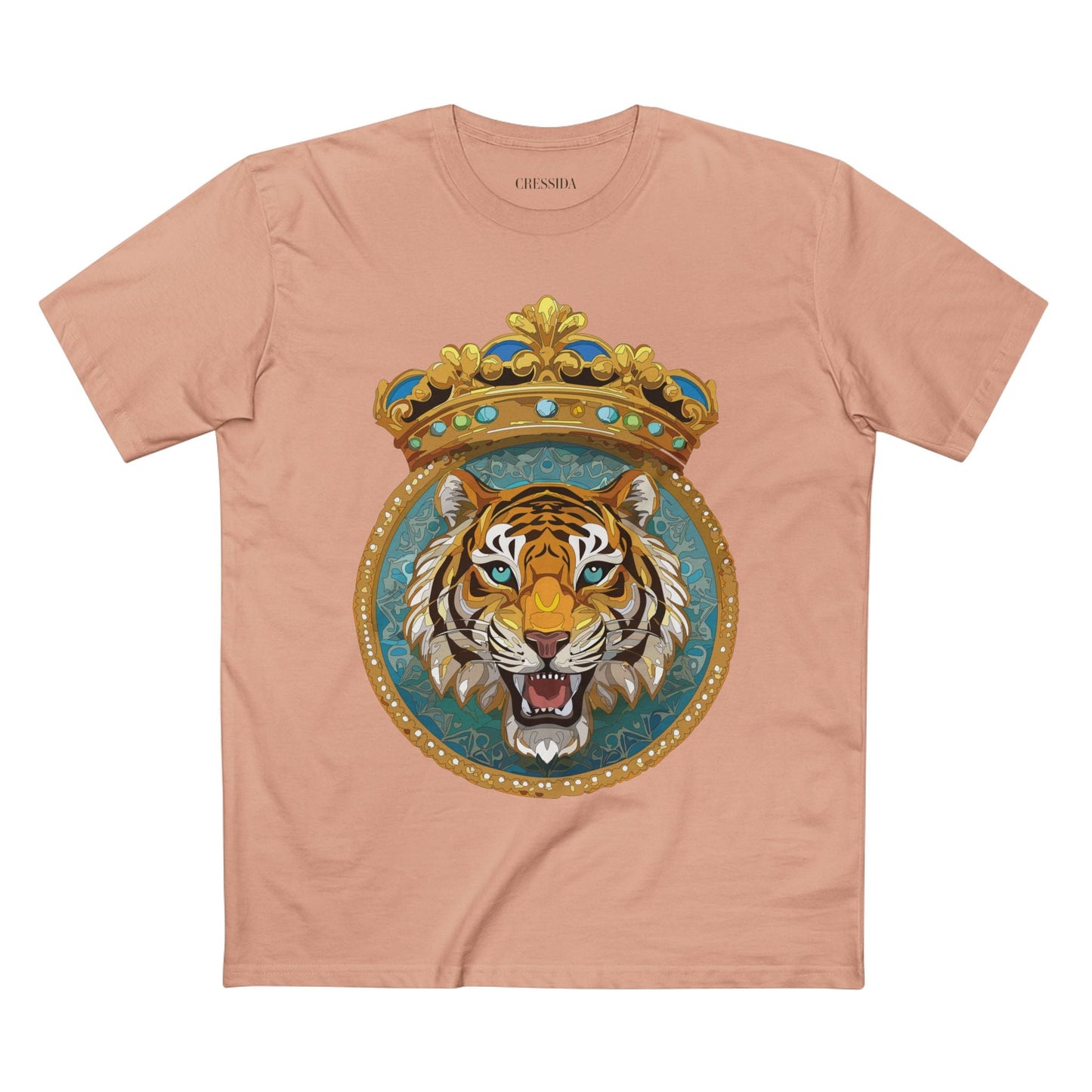 Tiger Graphic Unisex 100 Cotton Tee With Unique Animal Golden Medallion Art Design 3