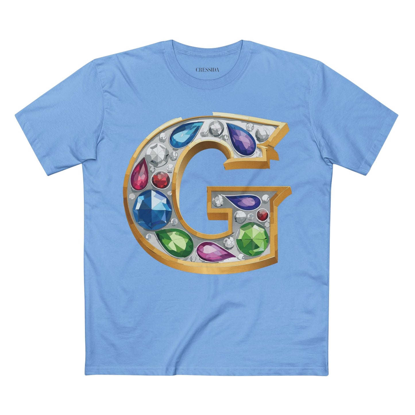 Letter G Graphic Design Tee Unisex 100 Cotton With Antique Gold Letters Artwork T-Shirt