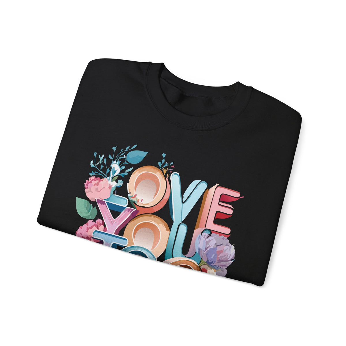 Floral Love Graphic Valentine's Day Sweatshirt Unisex 50/50 Cotton-Poly Sweatshirt w52