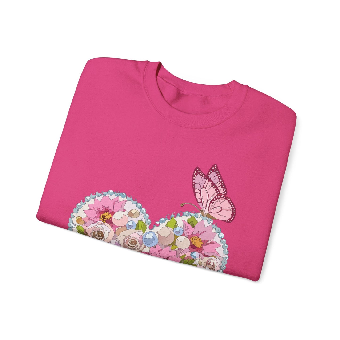 Floral Heart Sweatshirt Unisex Crewneck Valentines Day 50 50 Heavy Blend Gildan 18000