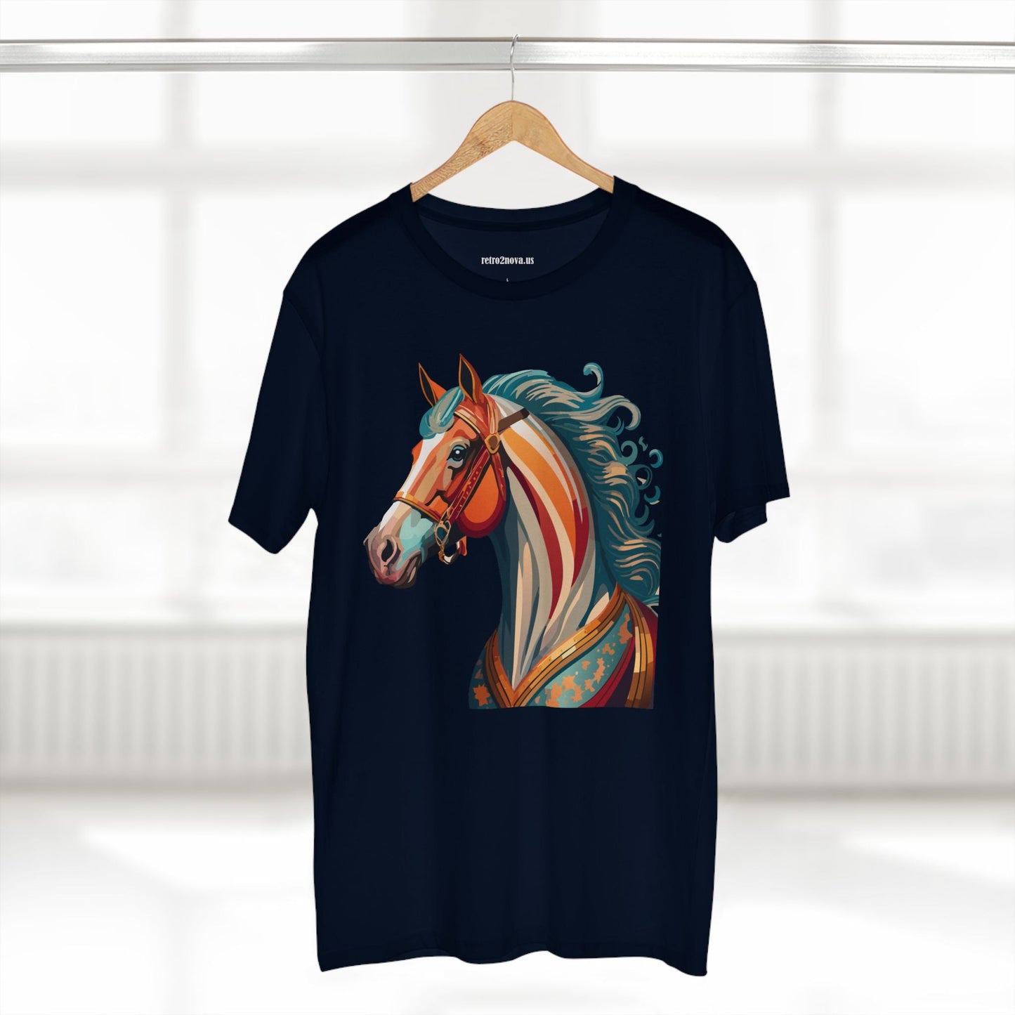 Horse Animal Shirt Unisex Premium Cotton Tee With Original Art Design From Retro2Nova Soft Breathable Art Collection