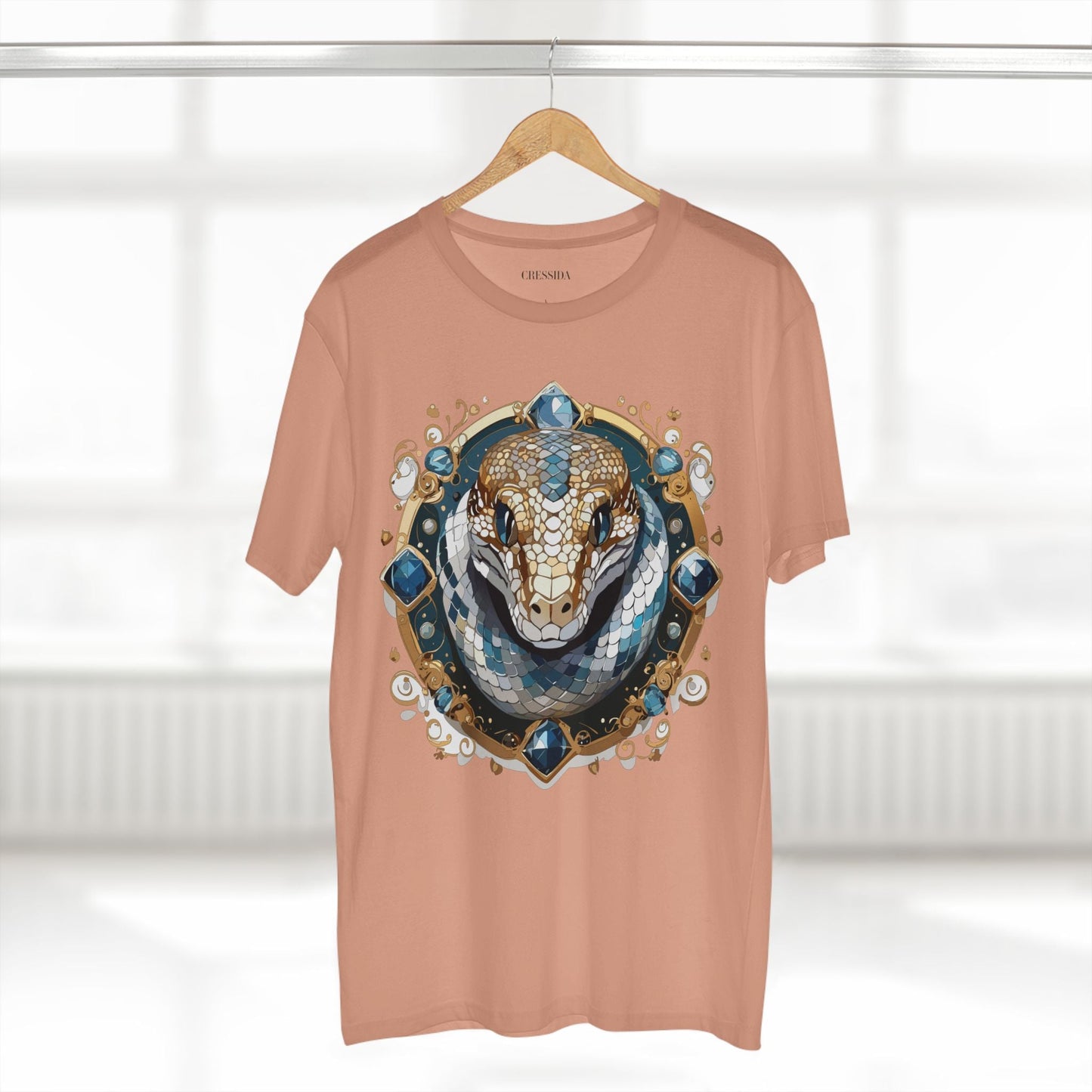 Snake Graphic Unisex 100 Cotton Tee With Unique Animal Golden Medallion Art Design 42