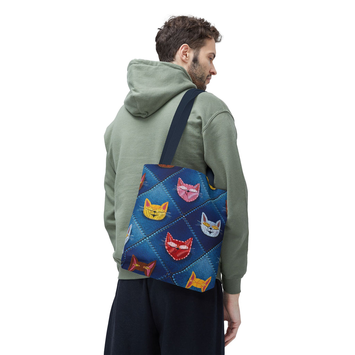 Love Day Graphic Design Denim Fabric Imitation Print Unisex Canvas Bag POLY 3 Sizes Tote Bag 201-21