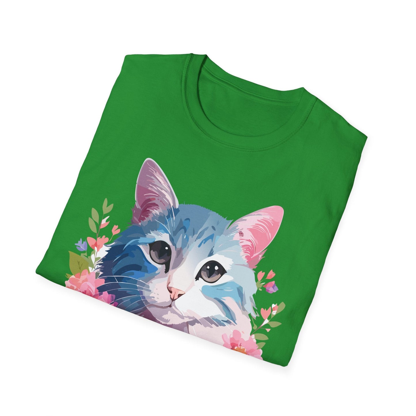 Cat Shirt Unisex Cat Tee Kitten Print Gildan Softstyle 64000
