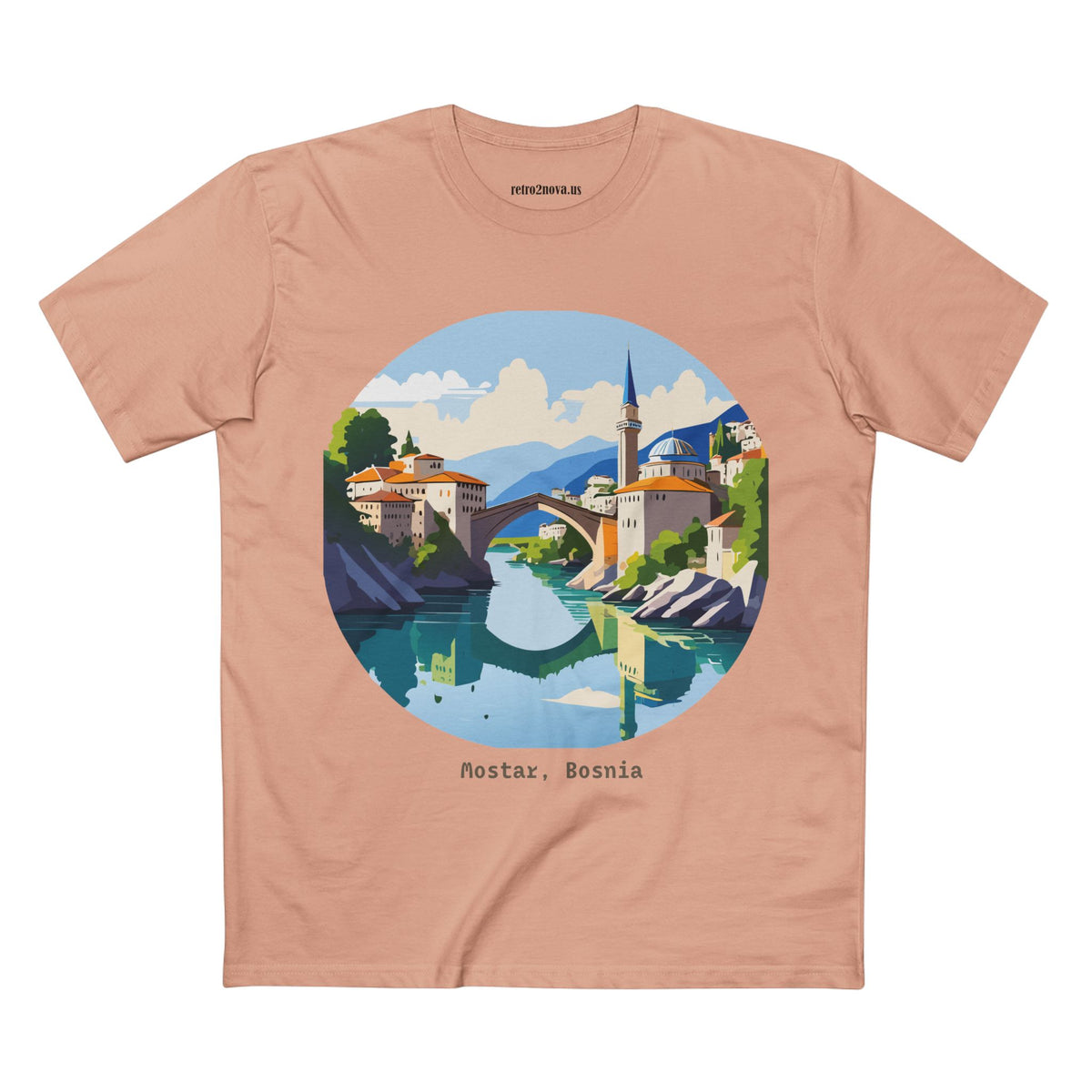 Mostar Bosnia illustration tee | Stari Most bridge t-shirt