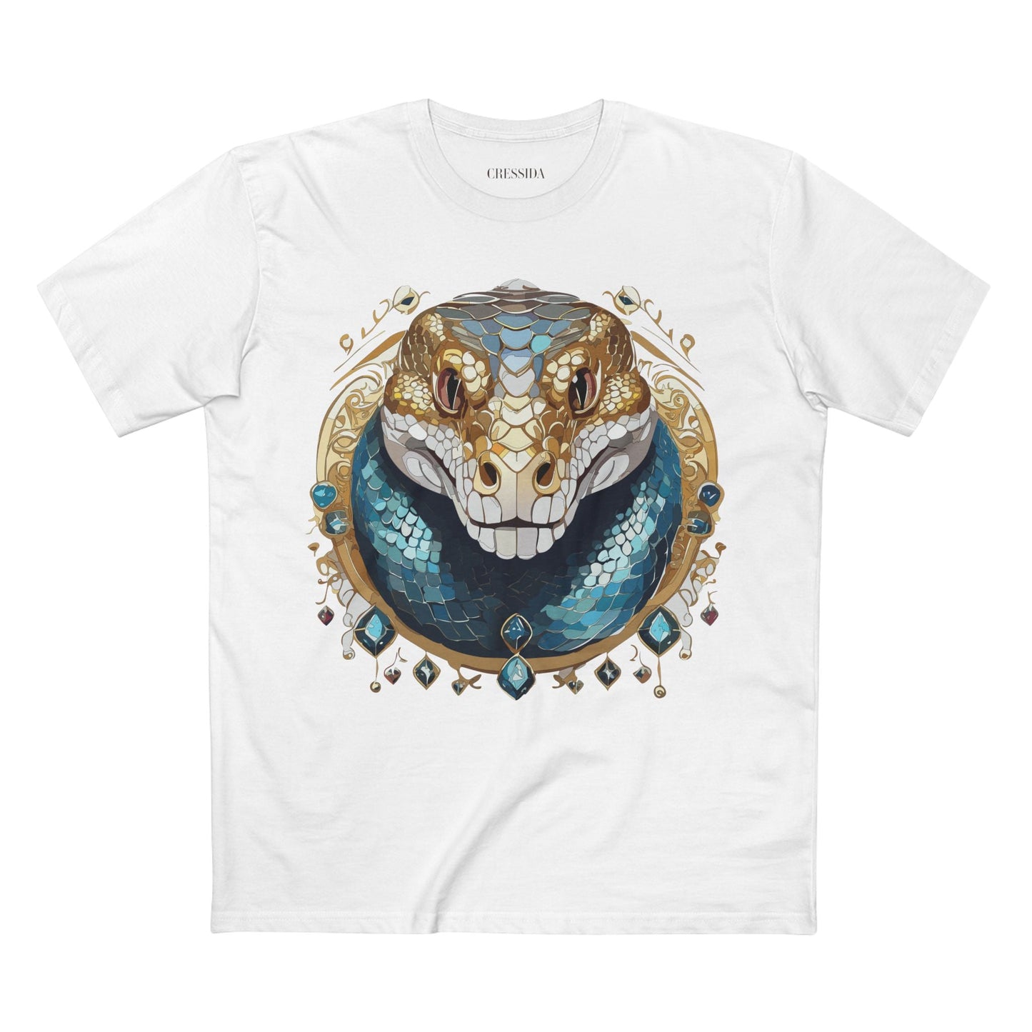 Snake Graphic Unisex 100 Cotton Tee With Unique Animal Golden Medallion Art Design 43
