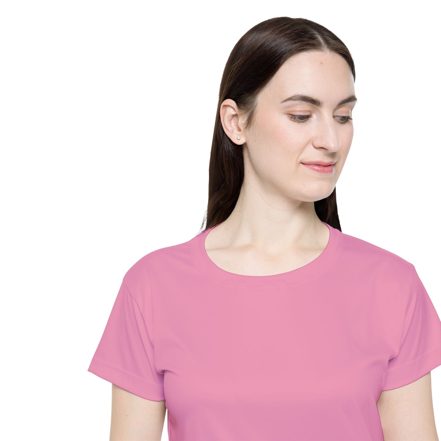 Pink Mist Women's Sports Jersey Short Sleeves 100% Poly Solid Pink Color Print Athletic Tee