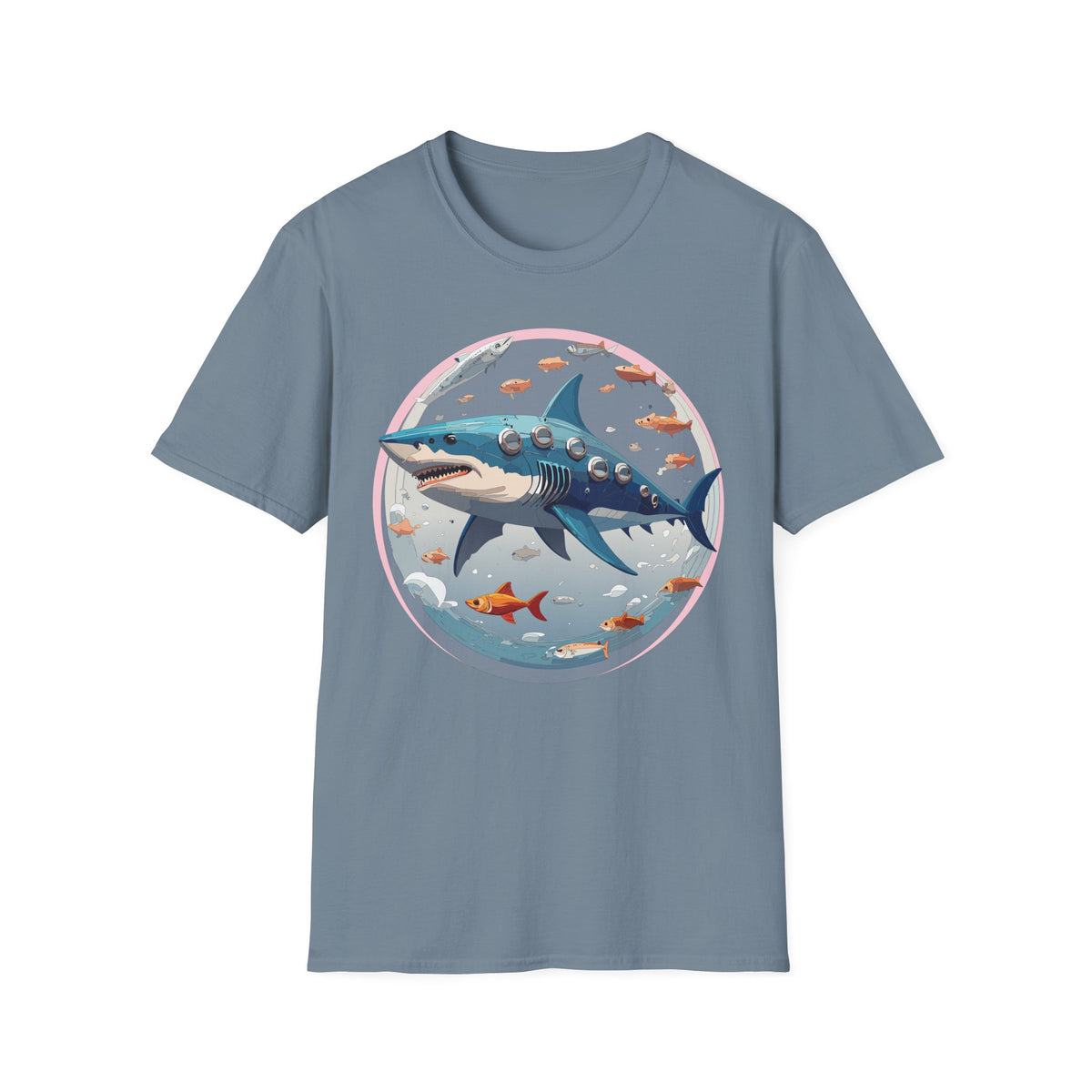 Steampunk Shark T-Shirt | Submarine Porthole Ocean Illustration