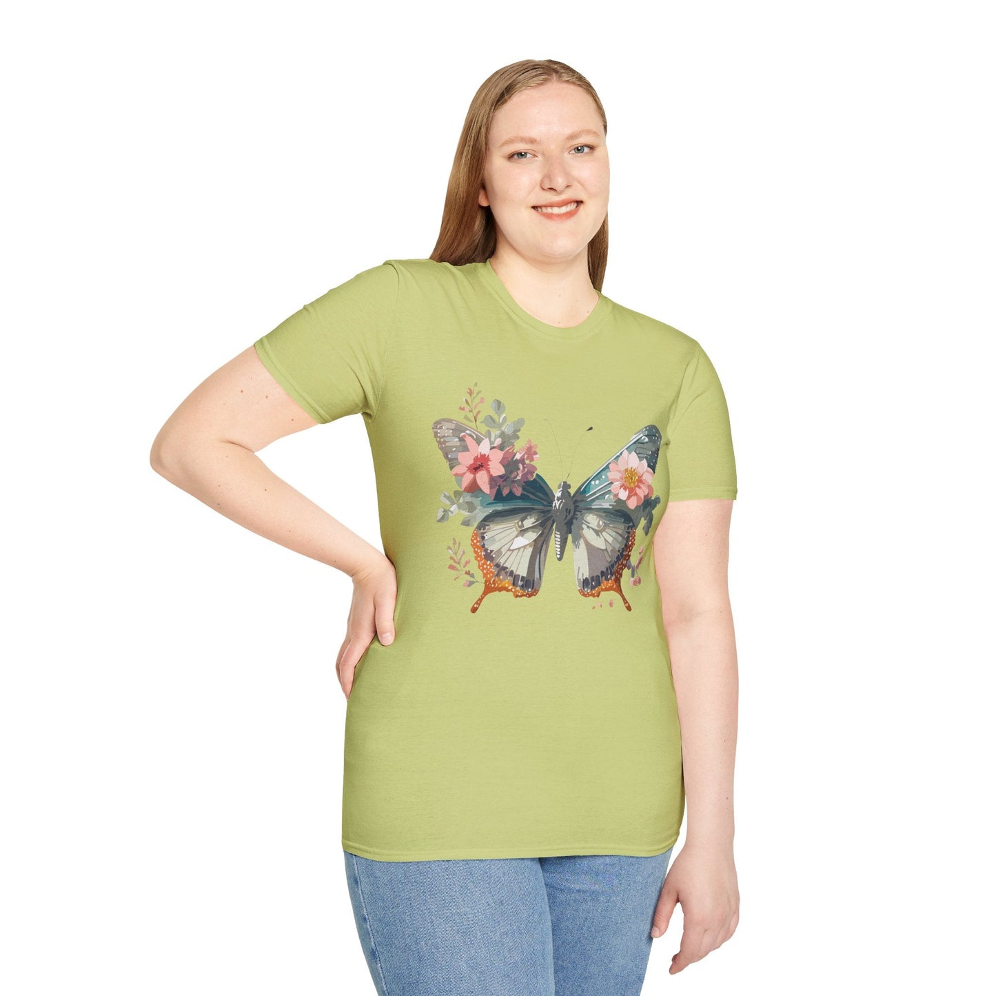 Butterfly Shirt Unisex Softstyle T Shirt Gildan 64000 Lightweight Ring Spun Cotton Monarch Design