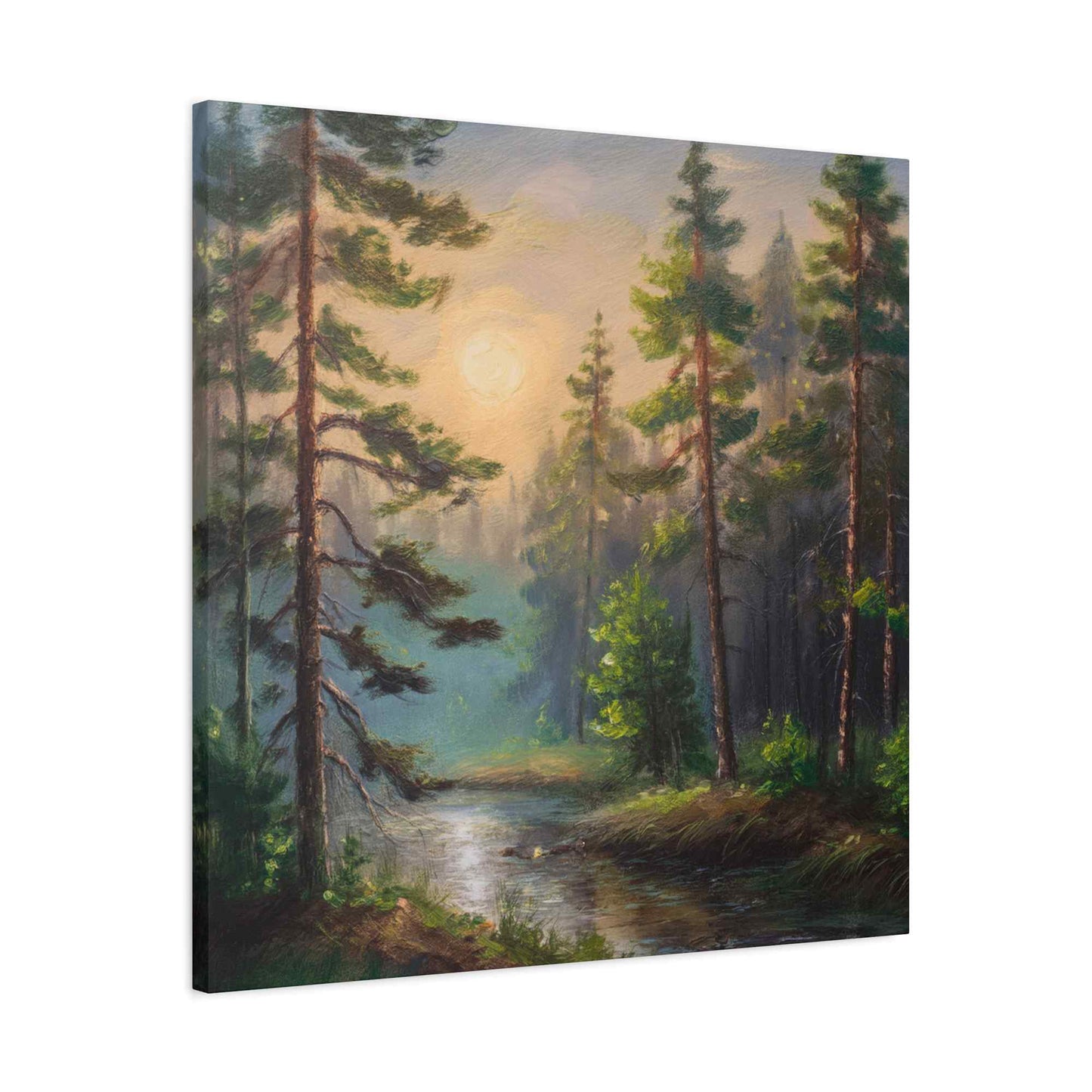 Forest Print Canvas, Trees Oil Paint Print 20x20, 24x24, 30x30, 32x32, 36x36 Art Design Print Pine-Wood Inner Frame MC-74