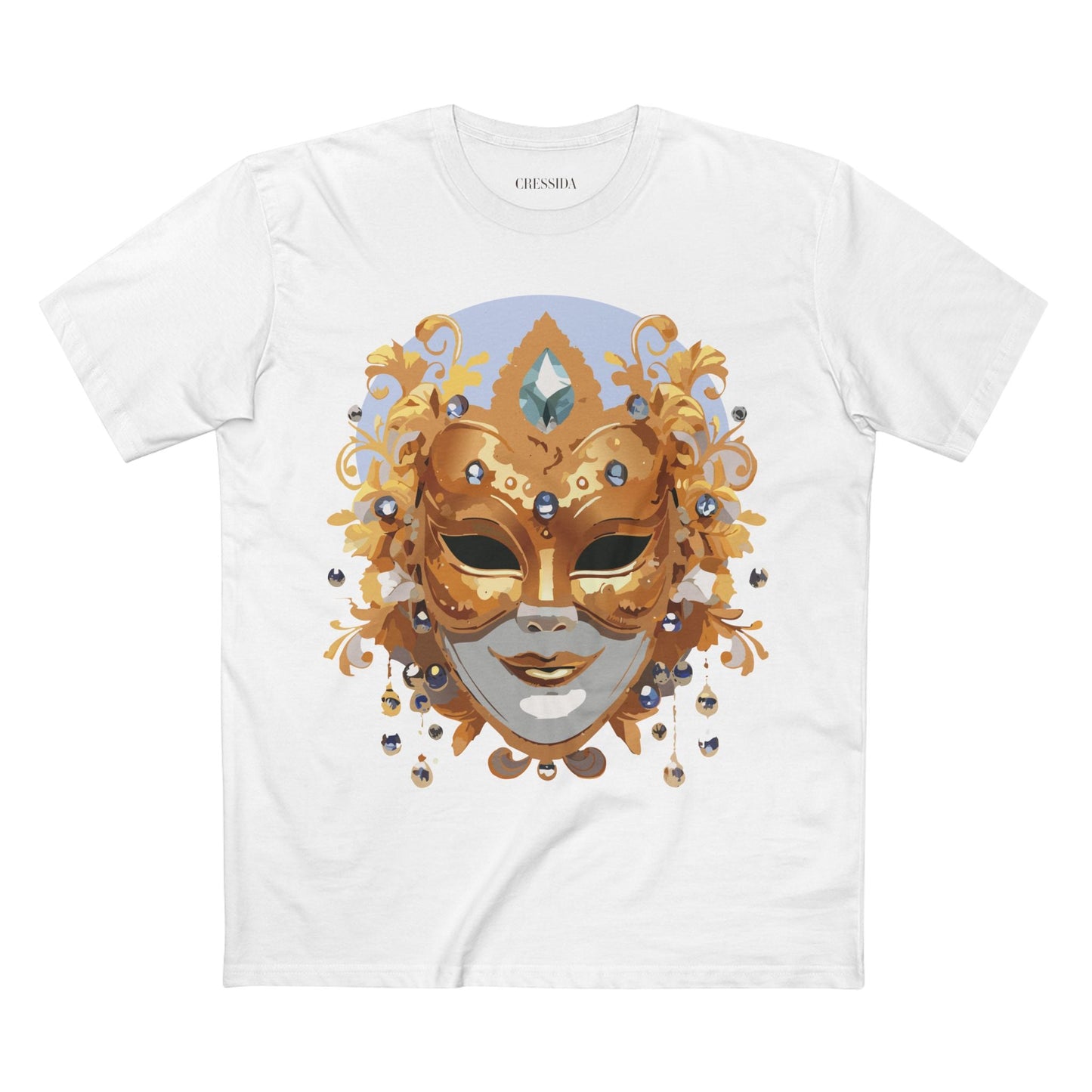 Carnival Mask Graphic T-Shirt Unisex 100 Cotton With Antique Gold Art Design Tee 1