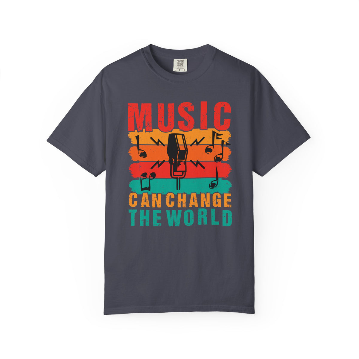 Music Can Change the World T-shirt Retro Microphone Music Notes Unisex Cotton Tee 089