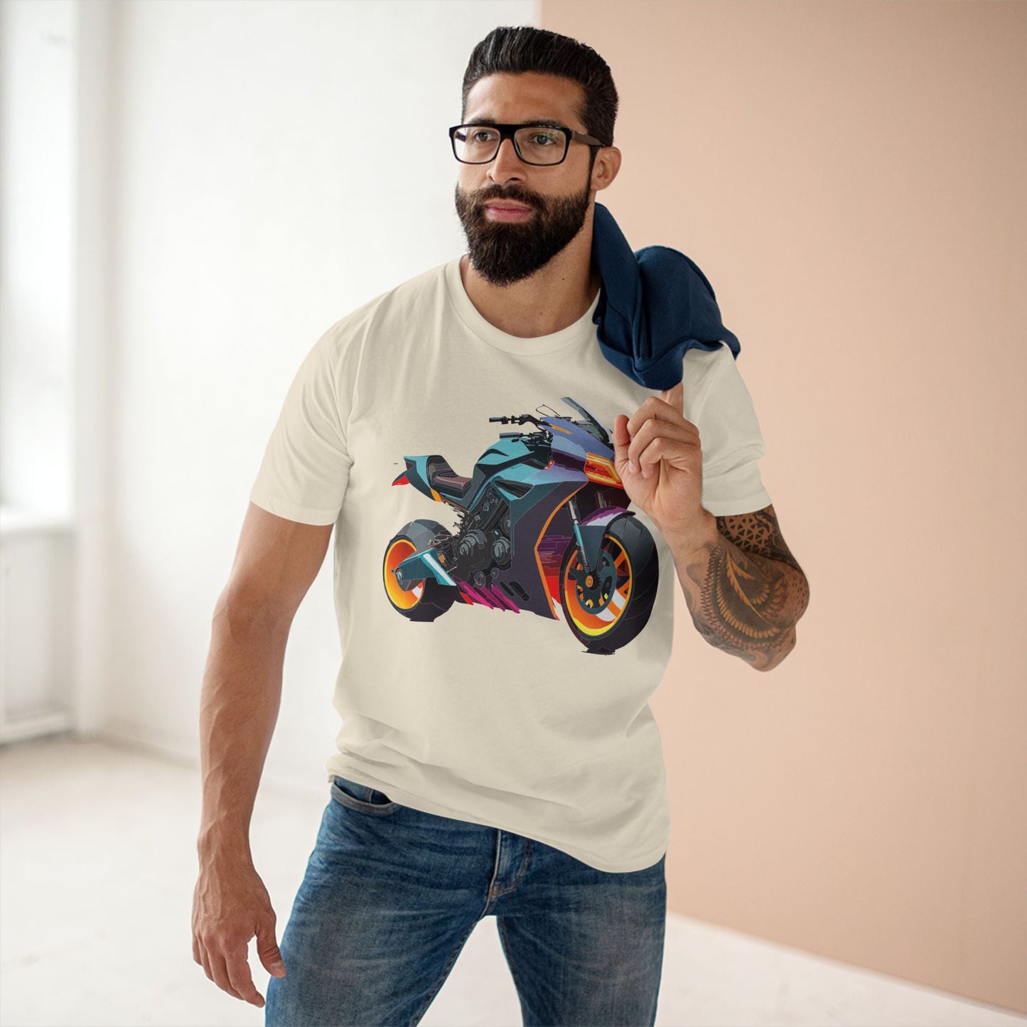 Moto Bike Graphic Unisex 100 Cotton Staple Tee 16