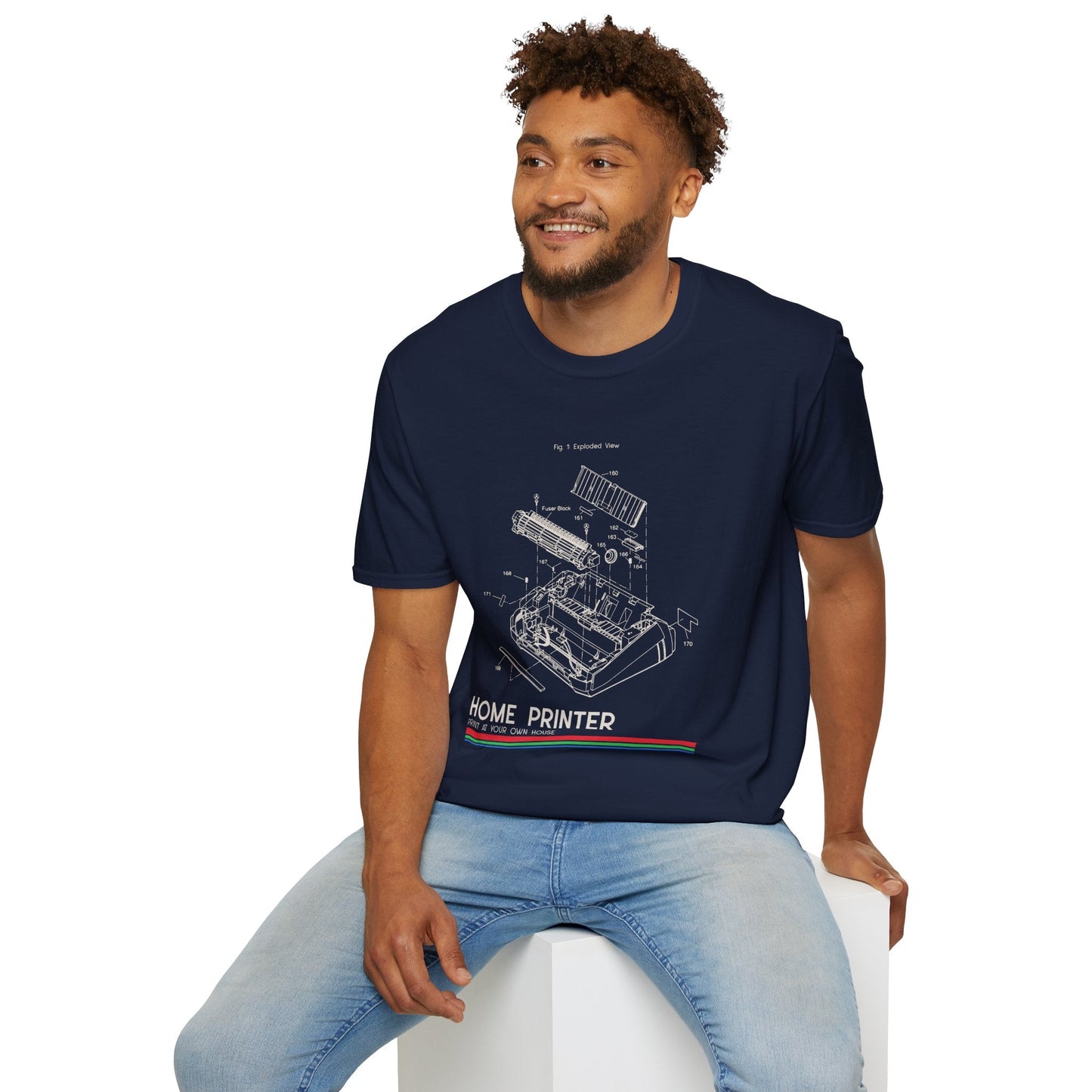 Unisex Cotton T-Shirt Vintage Home Printer Blueprint Tee Home Printer Works 4 Microdots Slogan