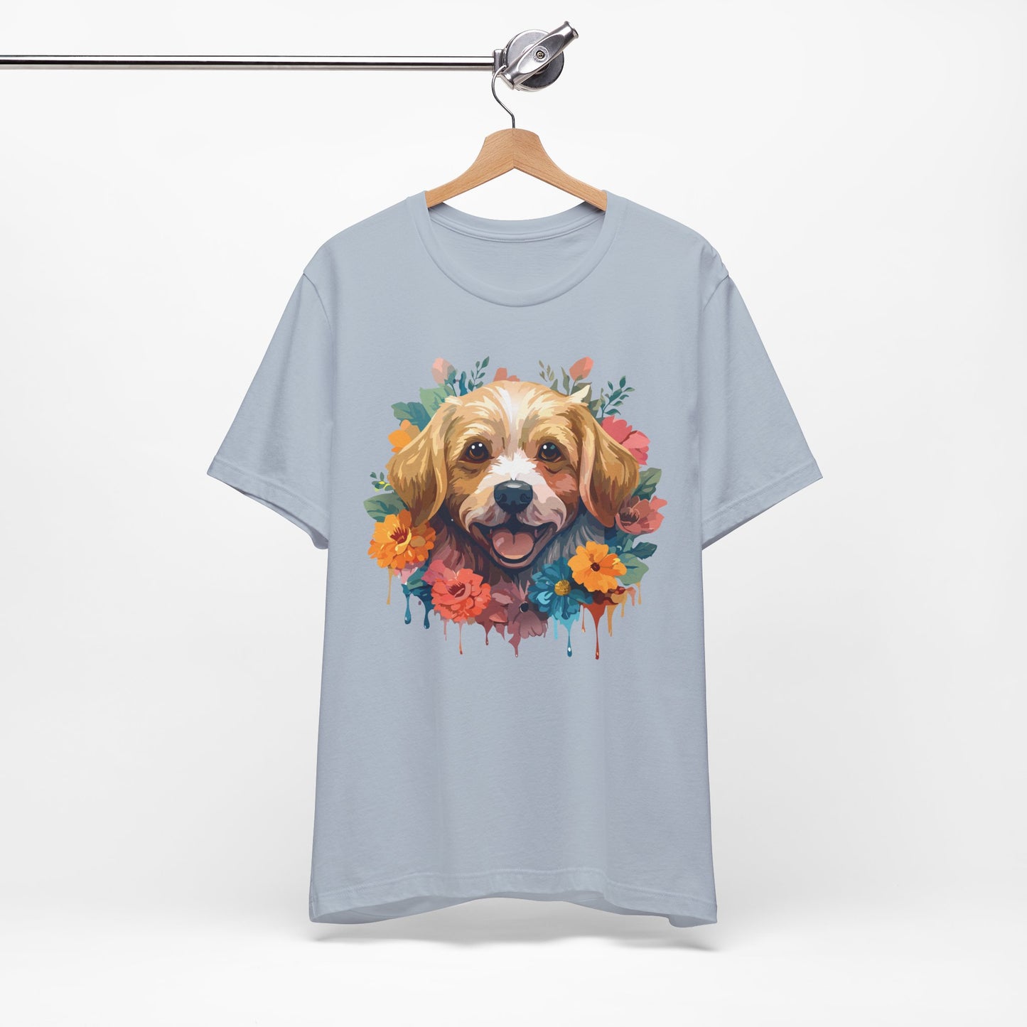 Floral Dog Tee, Animal Shirt, Dog Shirt, Floral Tee, Flower T-shirt, T-Shirt with Animal, Summer Top with Art Design