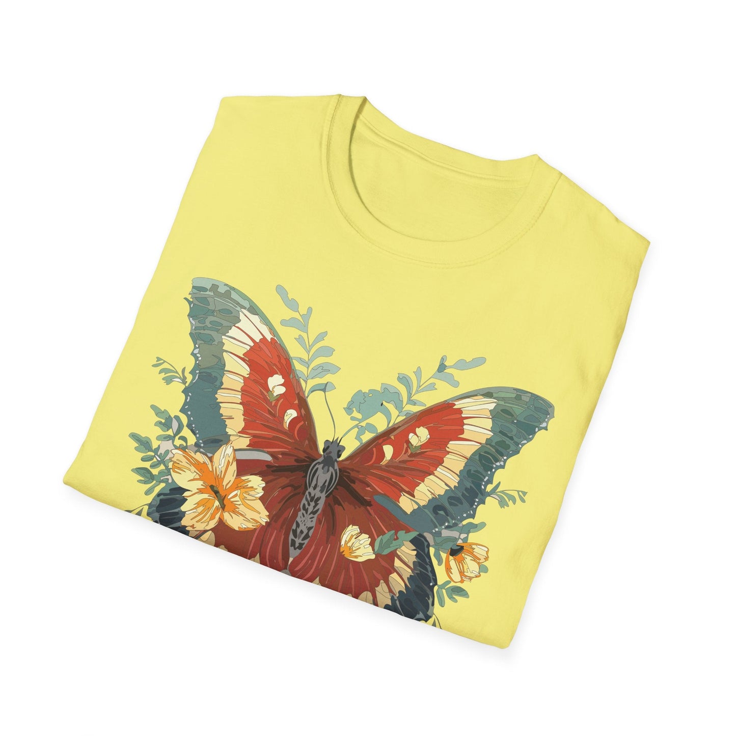 Butterfly T Shirt Unisex Gildan Softstyle 64000 Comfort Monarch Design 100 Percent Cotton