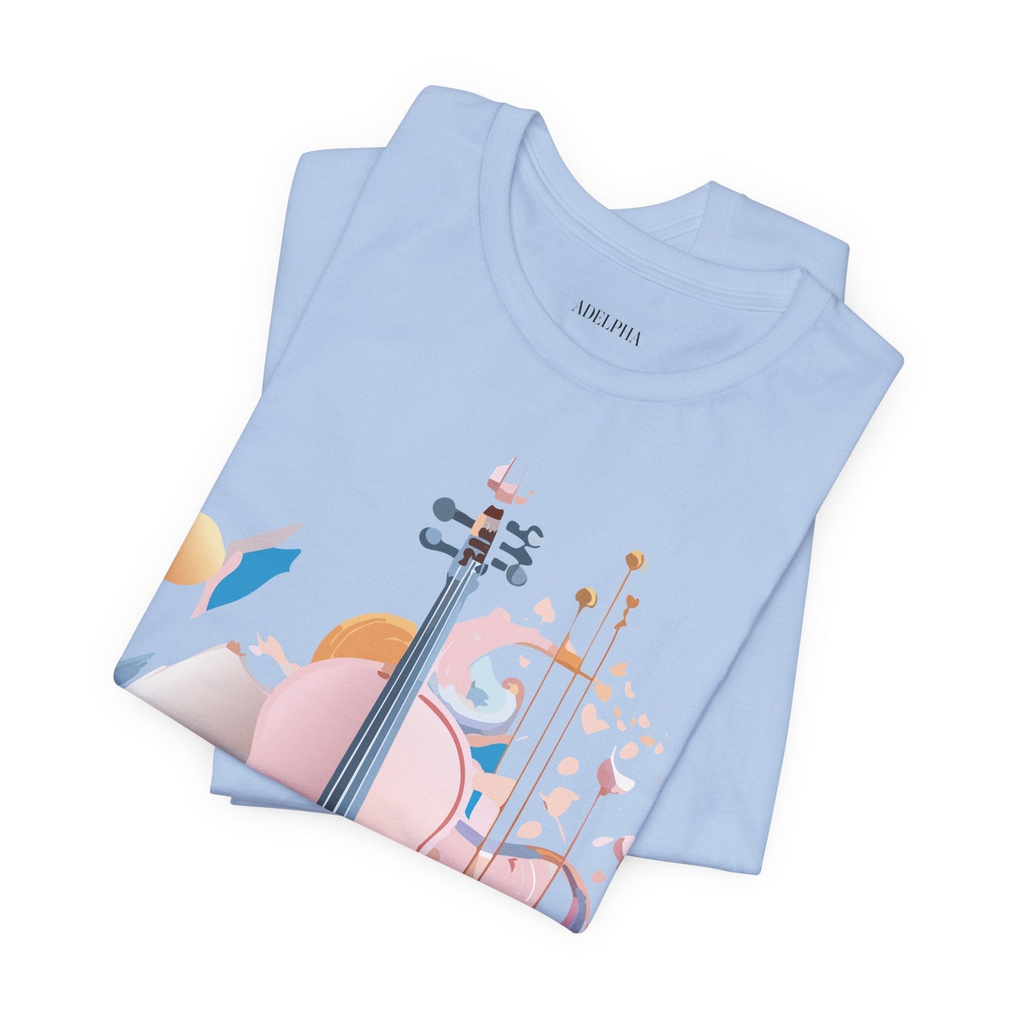 Music Graphic Unisex 100 Cotton Vintage Art with Musical Elements Tee 16