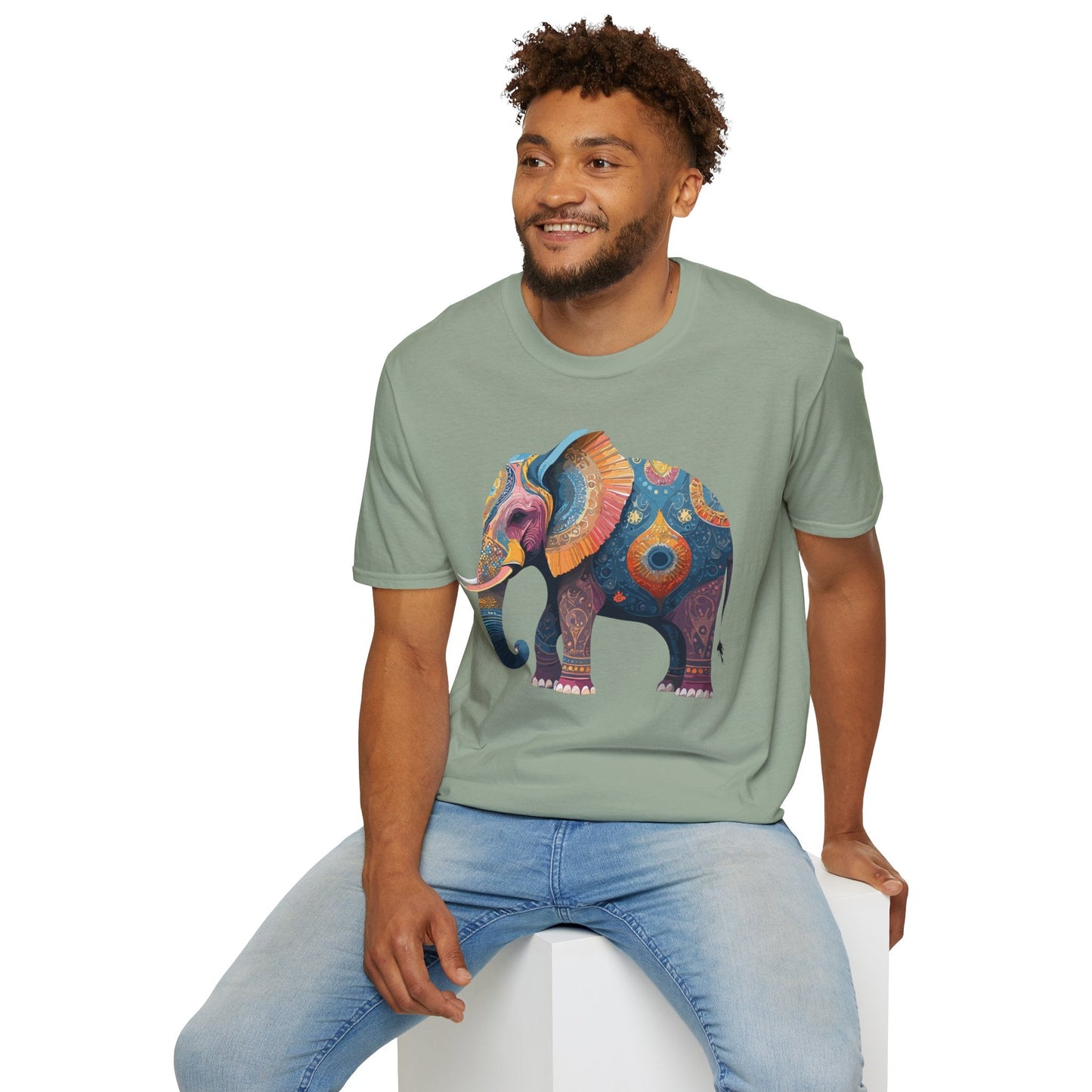 Elephant T Shirt Unisex Gildan Softstyle 64000 Tee With Animal Elephant Graphic Artwork