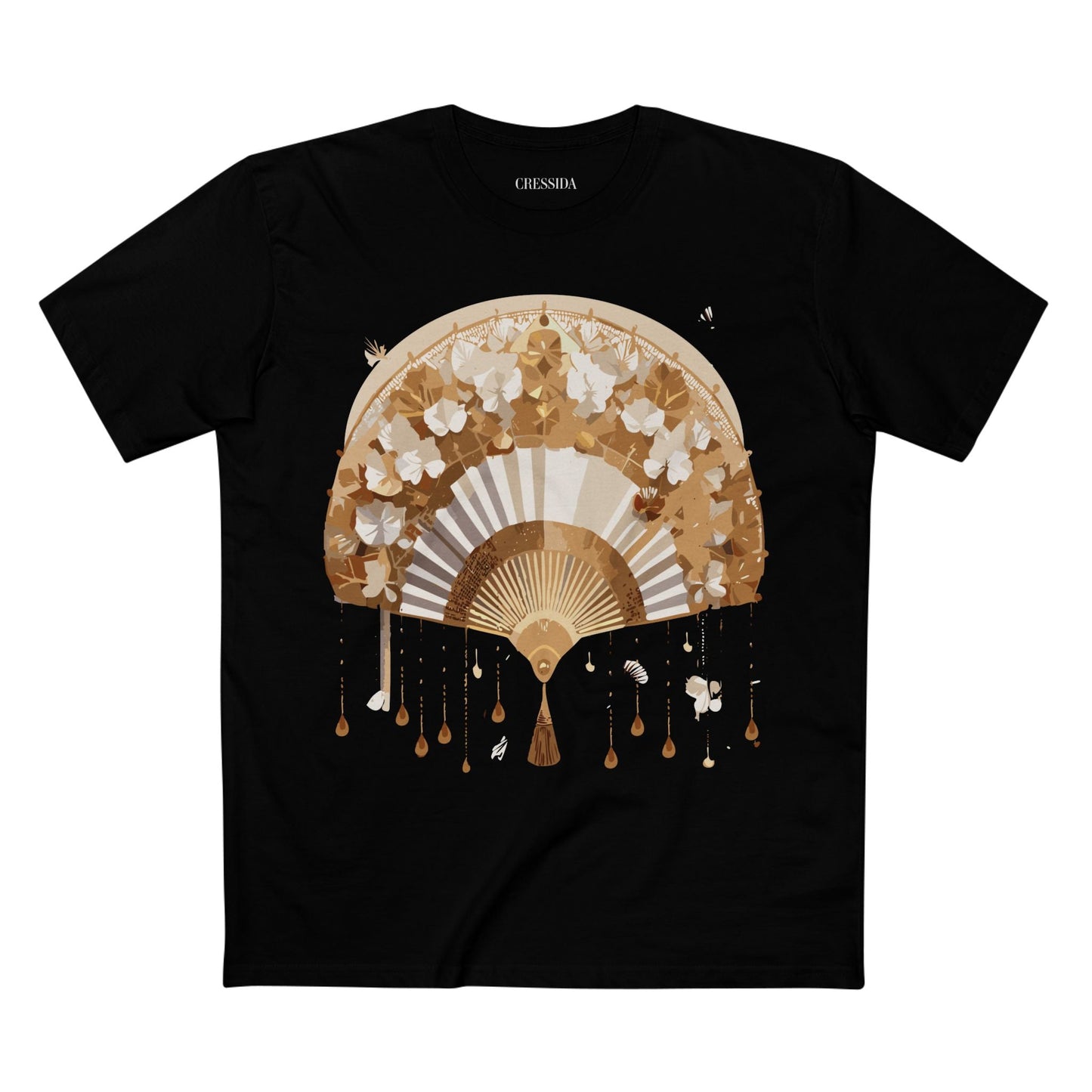 Antique Fan Graphic Design T-Shirt Unisex 100 Cotton Floral Carnival Artwork Tee 17