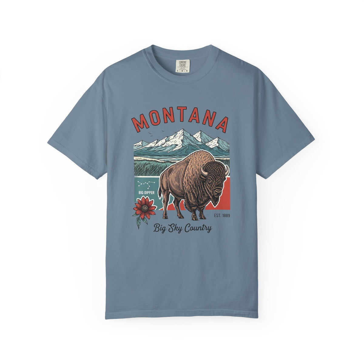 Montana Graphic Unisex Heavyweight Garment-Dyed Travel Tourist Graphic Gift Tee 100 Cotton Comfort Colors T-Shirt