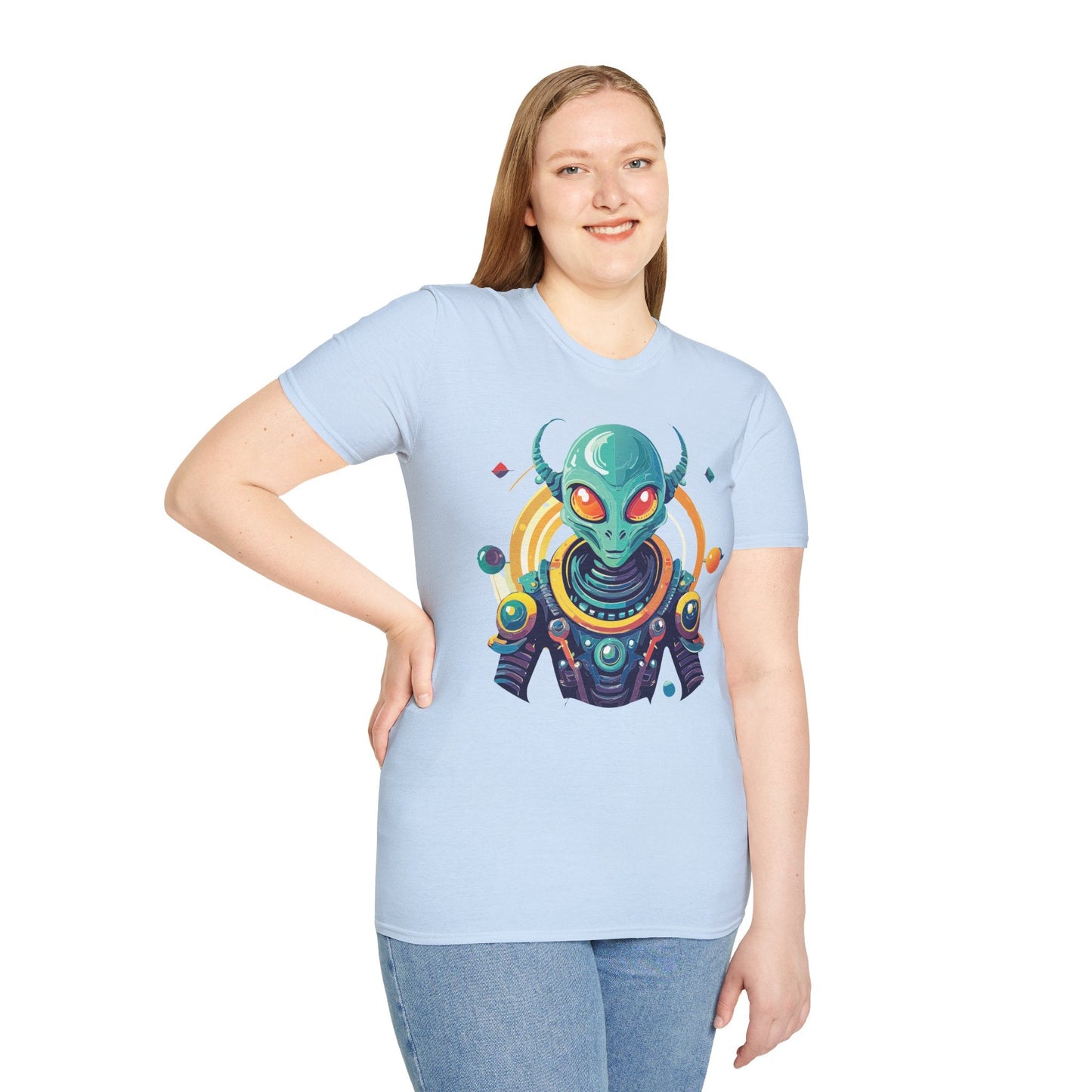 Alien Cosmos T Shirt Unisex Softstyle Cotton Tee With Alien Art Design Premium Comfort