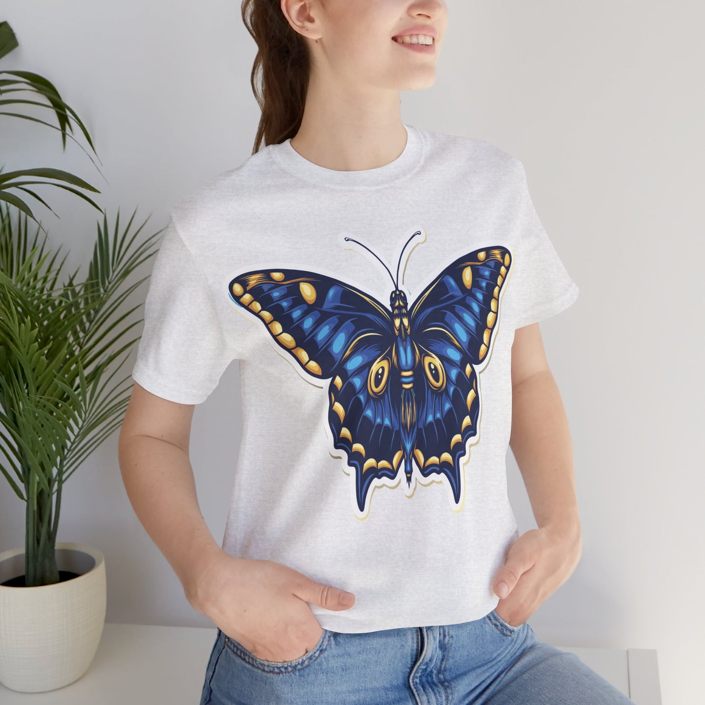 Cotton Tee Shirt with Butterfly Prints