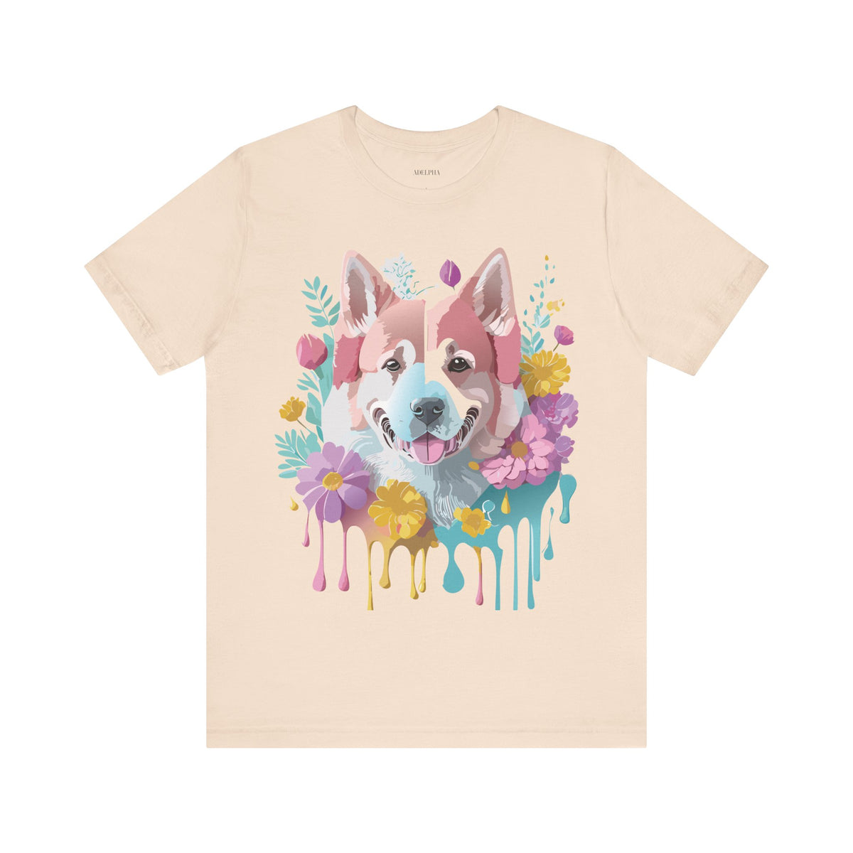 Dog Graphic Unisex Cotton Bella+Canvas Tee with Art Animal Design e115