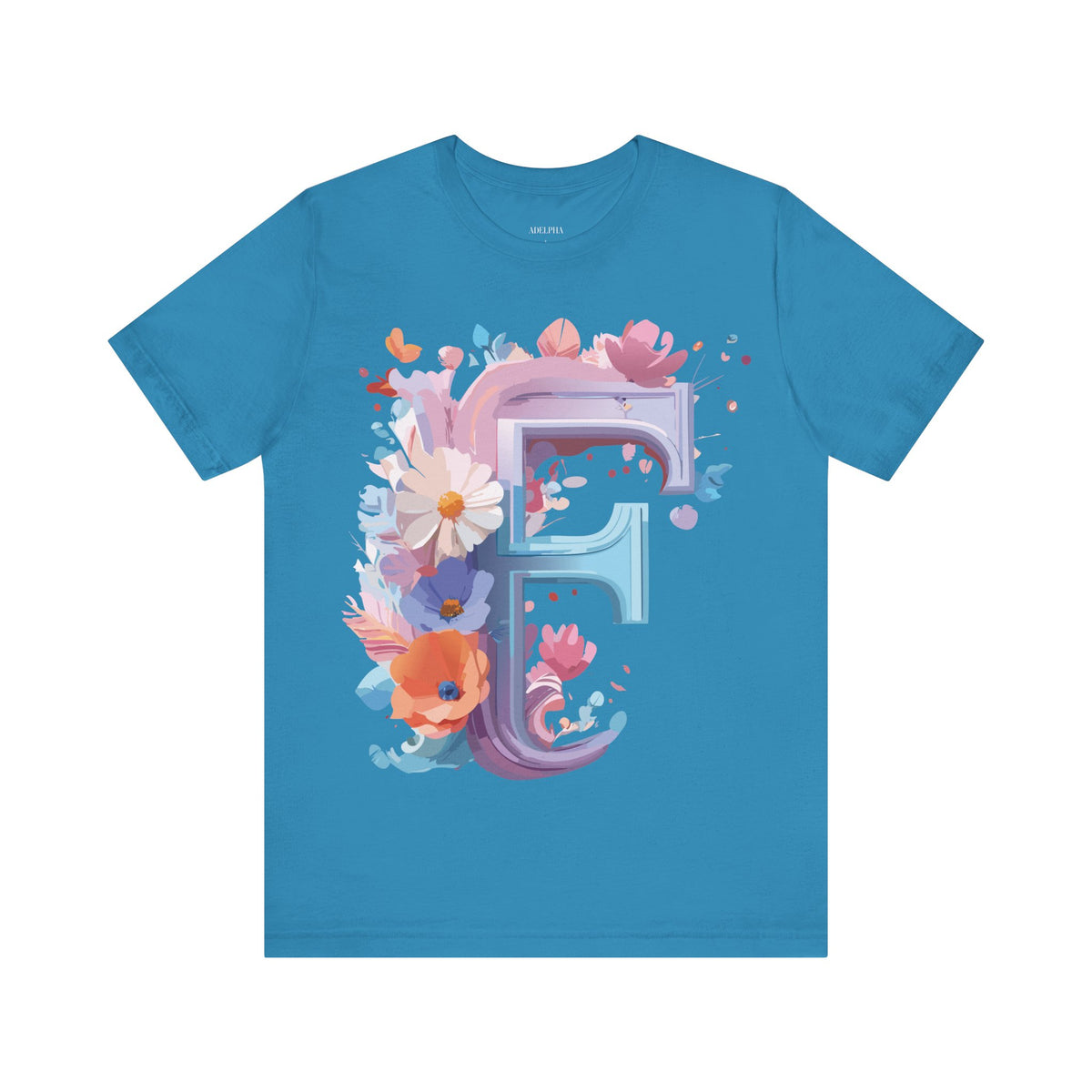 Letter F Graphic Unisex Cotton Bella+Canvas Tee with Art Letter Design