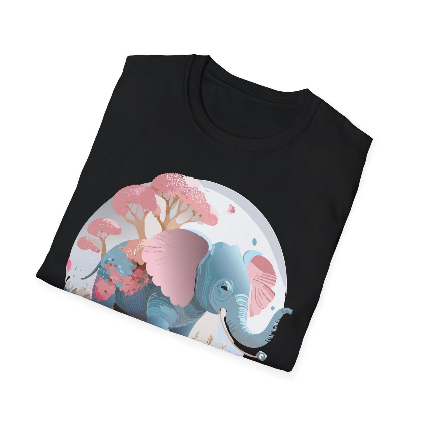 Unisex Elephant Graphic Tee Gildan Softstyle 64000 100 Percent Ring Spun Cotton Fabric