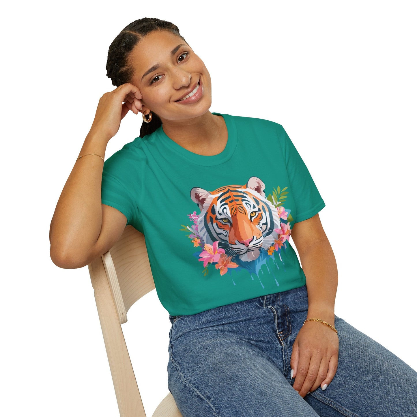 Tiger Shirt Unisex Animal Tee Gildan Softstyle 64000 Cotton Tee