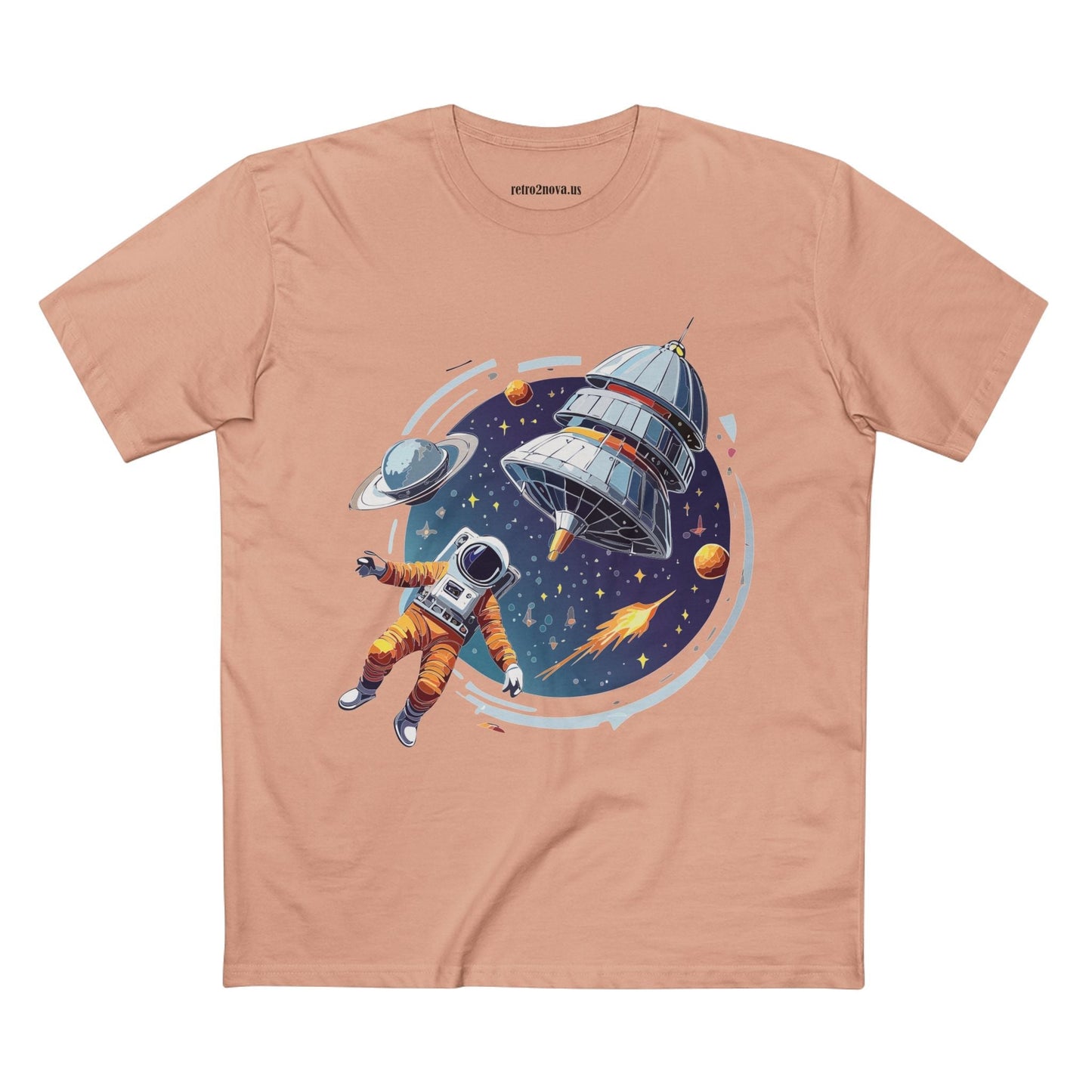 Cosmos Astronaut Shirt Unisex Premium Cotton Tee With Original Art Design Retro2Nova
