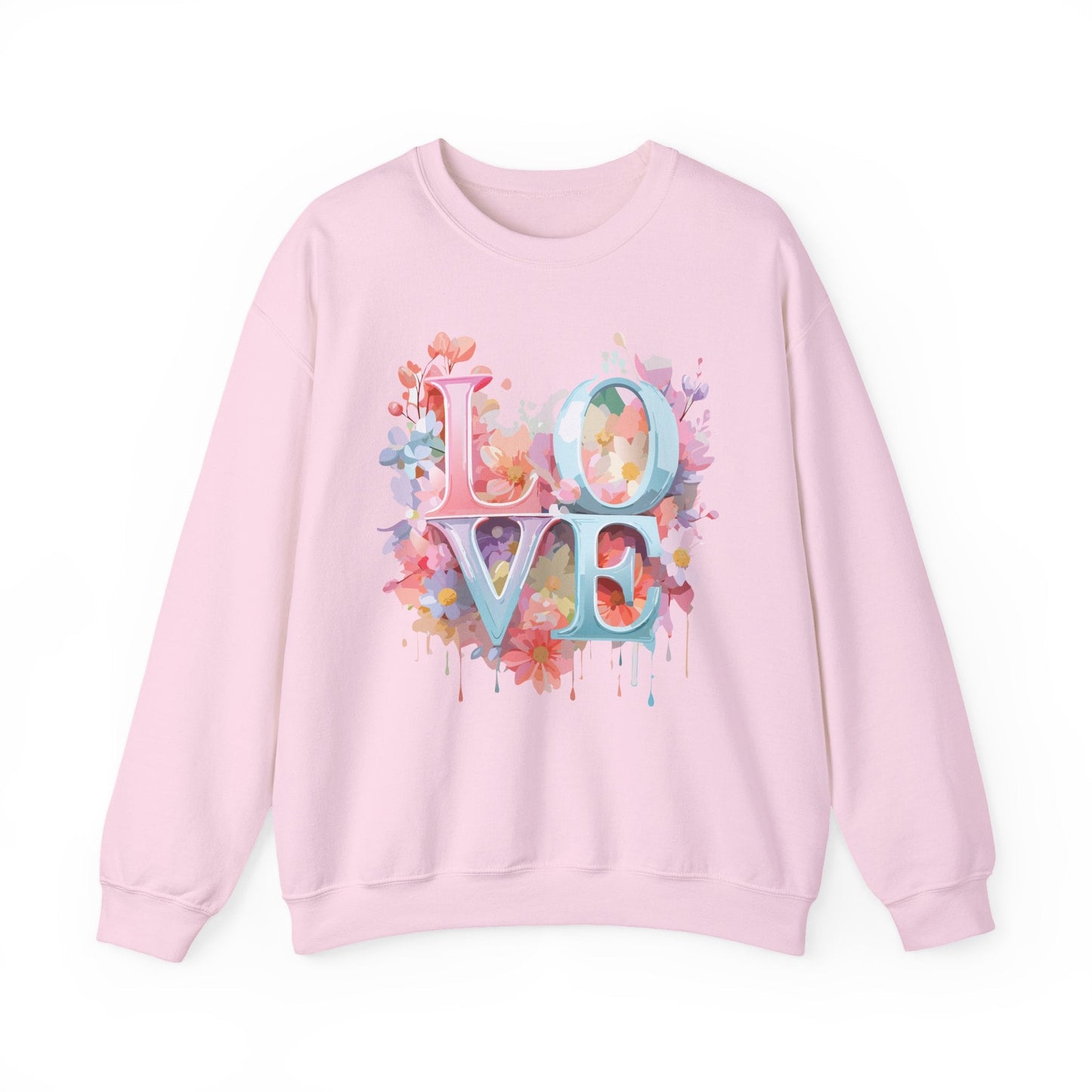 Floral Love Sweatshirt Unisex Valentines Day Crewneck Gildan 18000 50 Cotton 50 Polyester