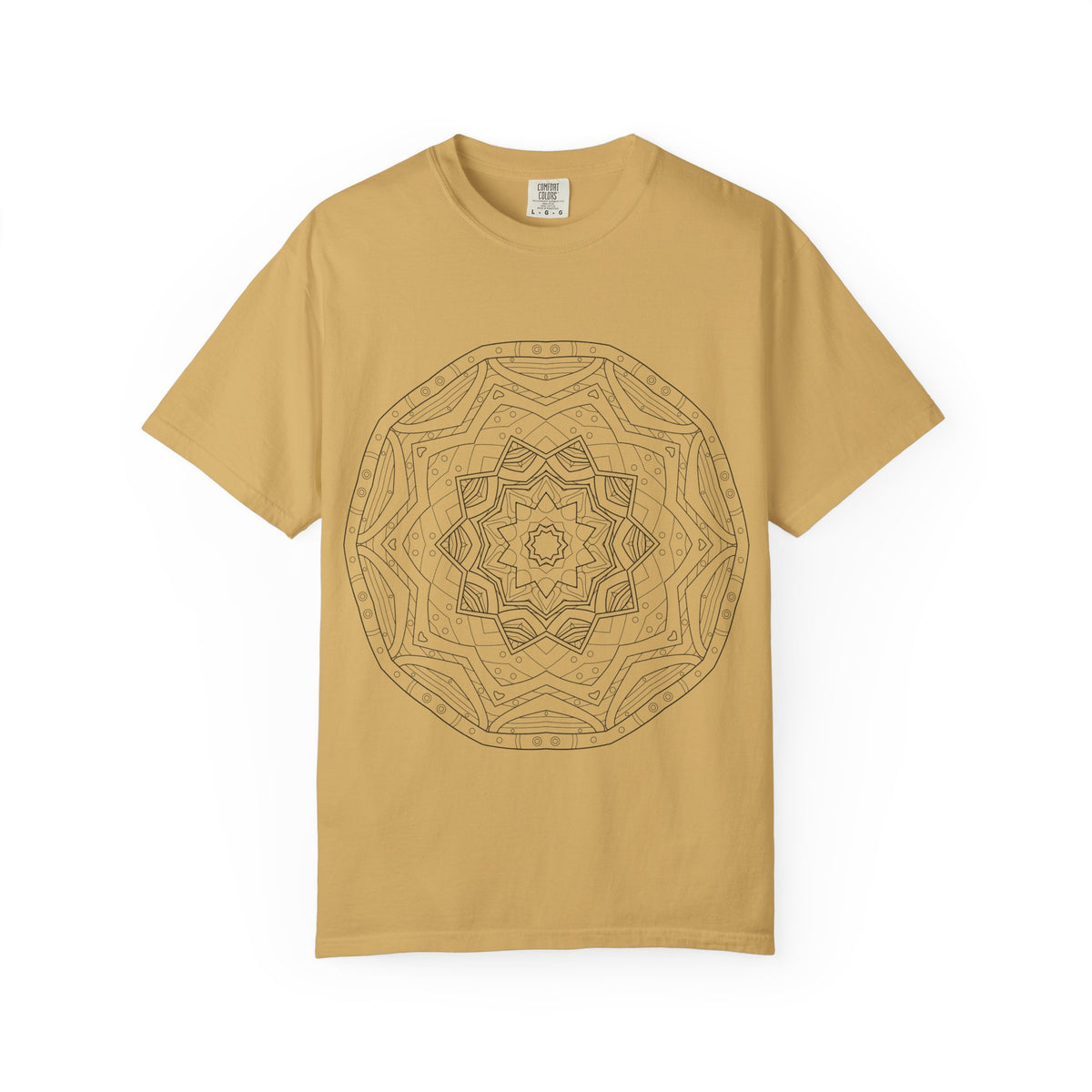 Unisex Garment Dyed Cotton T-Shirt with Mandala Graphic Design