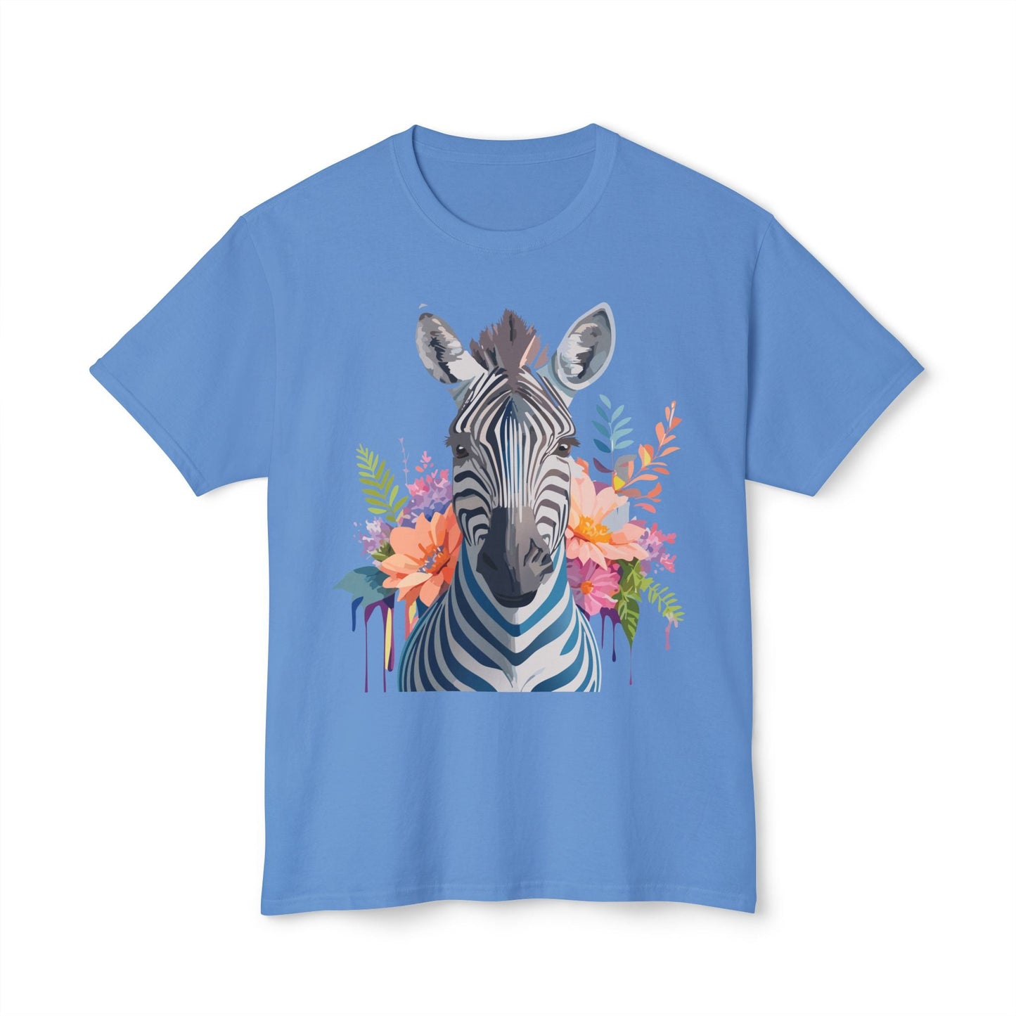 Unisex Zebra Art Print T Shirt HD Cotton Tee Floral Design Made In USA Premium Comfort Breathable