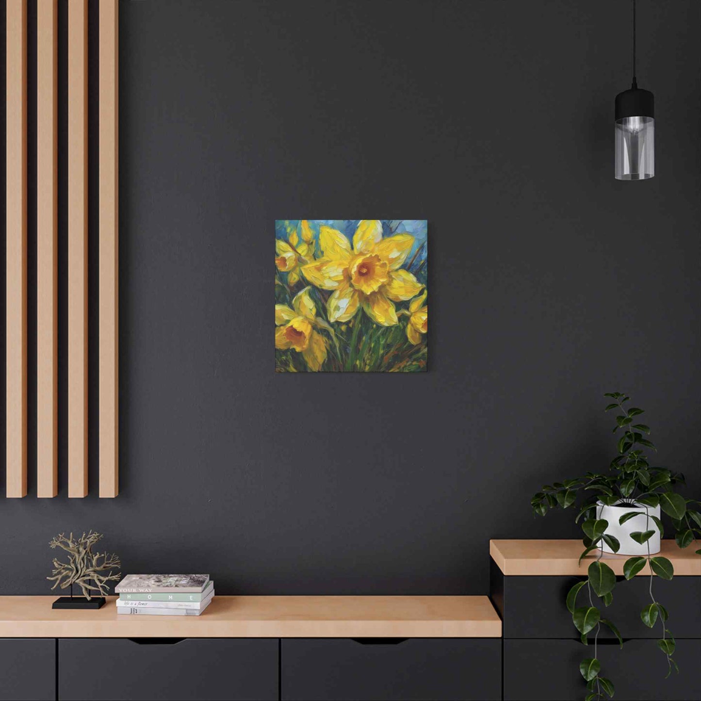 Narcissus Print Canvas, Floral Oil Paint Print 20x20, 24x24, 30x30, 32x32, 36x36 Art Design Pine-Wood Inner Frame MC-178