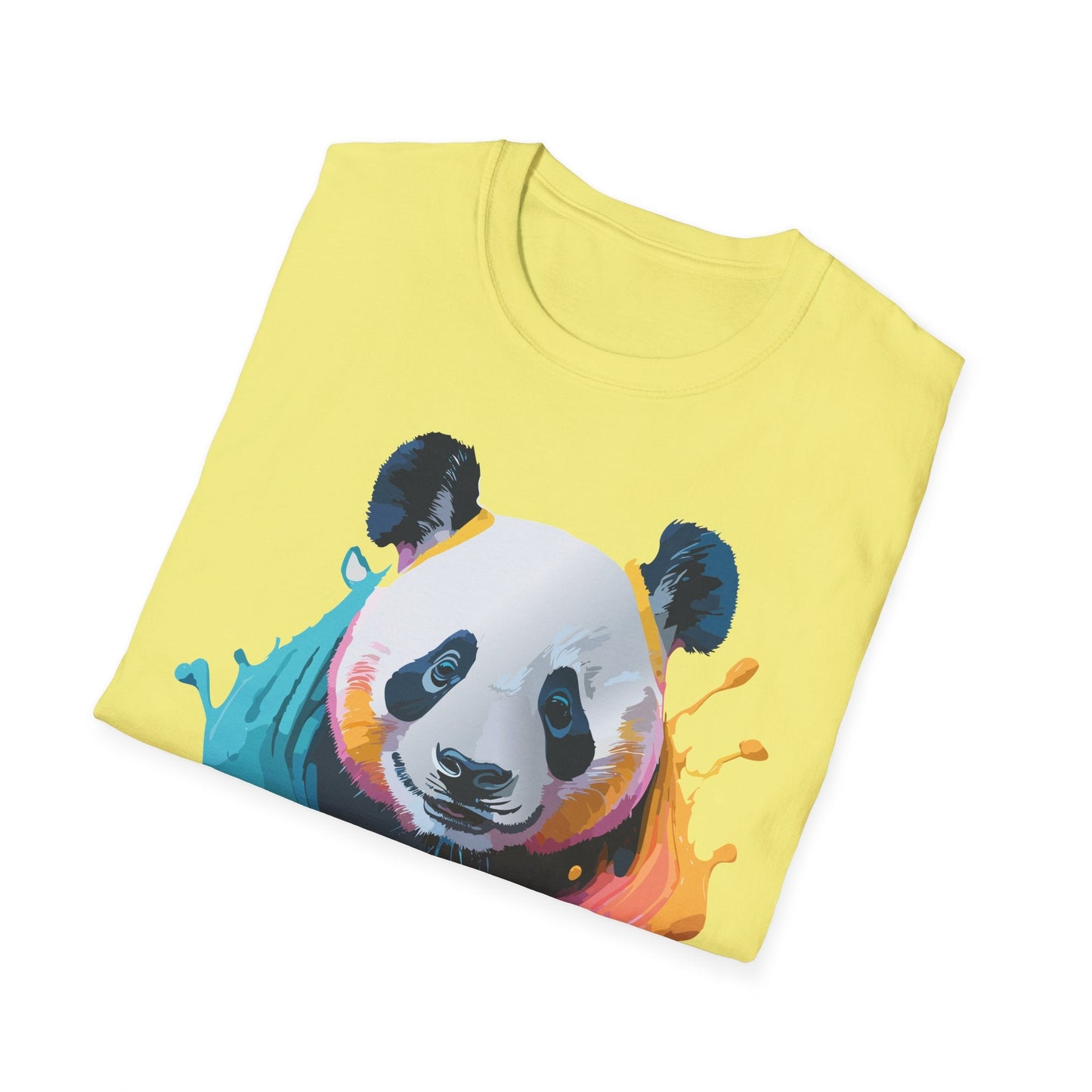 Unisex Panda Shirt T Shirt With Panda Animal Print Tee Softstyle Gildan 64000 100 Percent Ring Spun Cotton