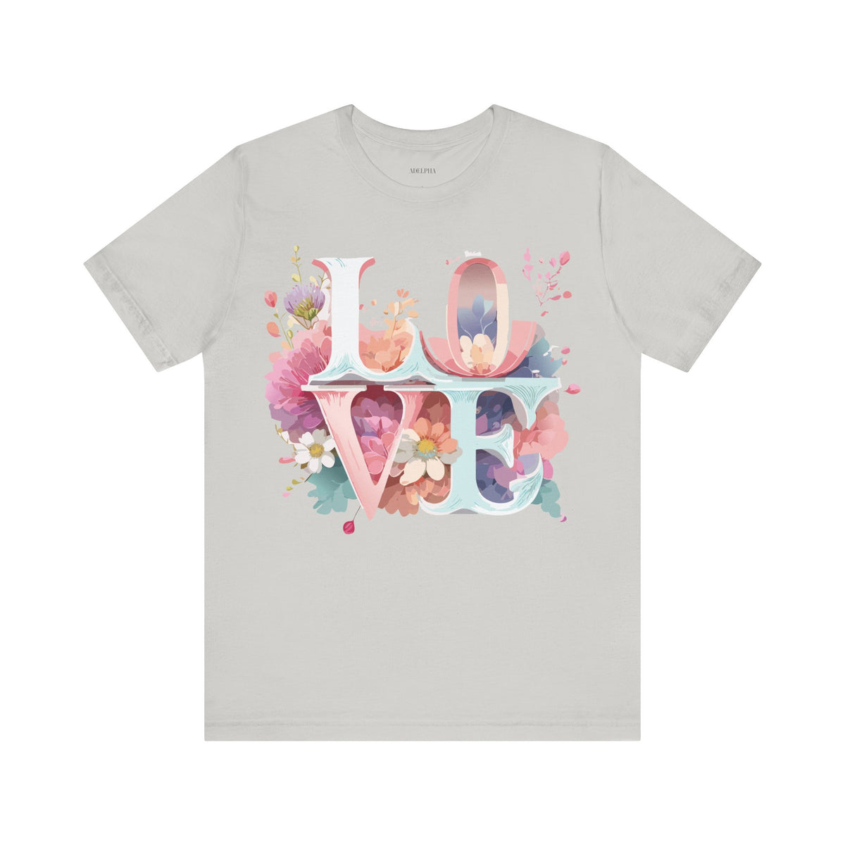 Valentine's Day Graphic Unisex Cotton Bella+Canvas Tee with Floral Art Design d107