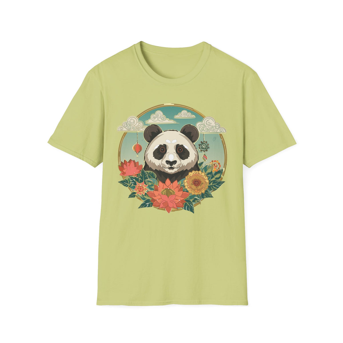 Panda Portrait T-Shirt | Floral Asian-Inspired Illustration