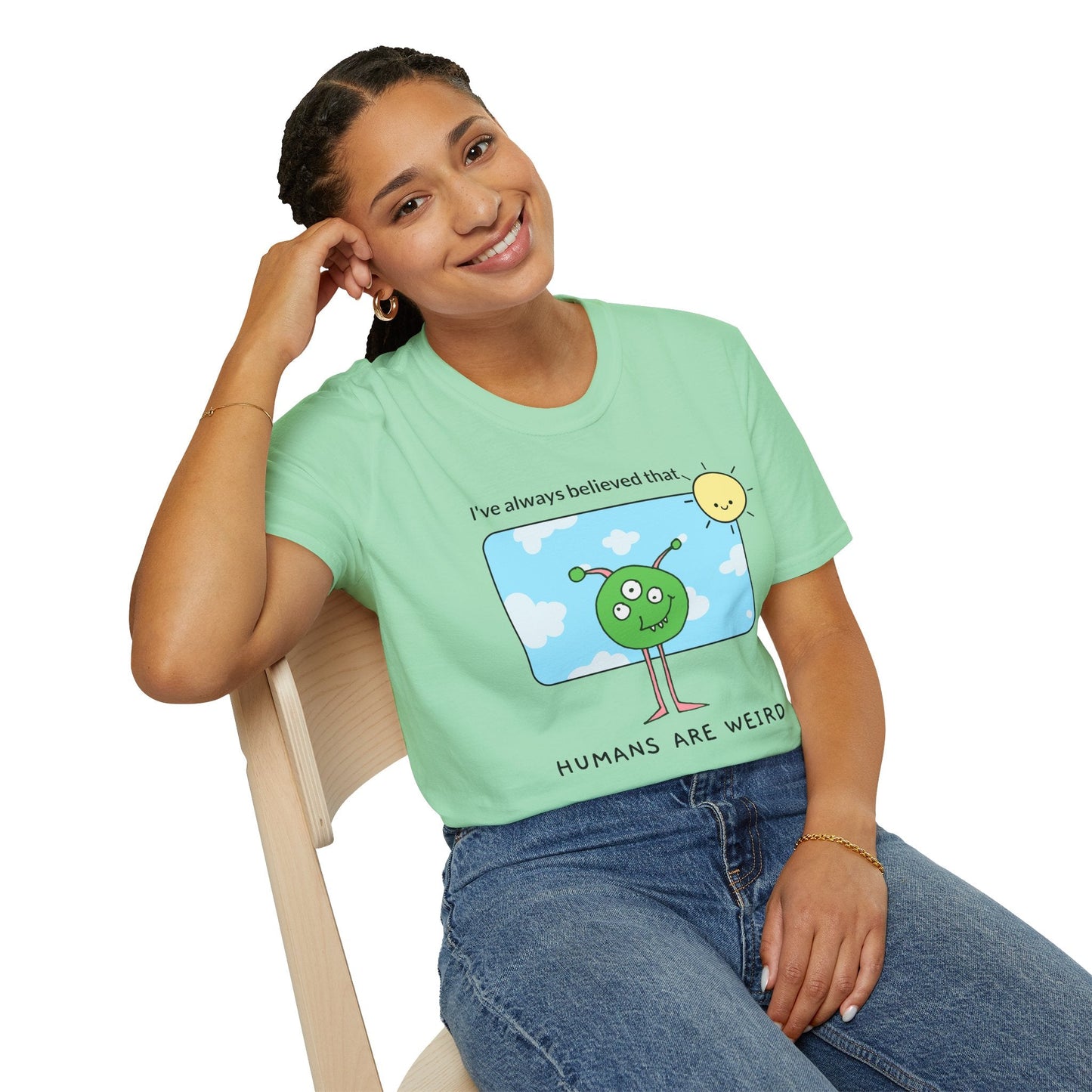 Alien Cartoon Humans Are Weird TShirt