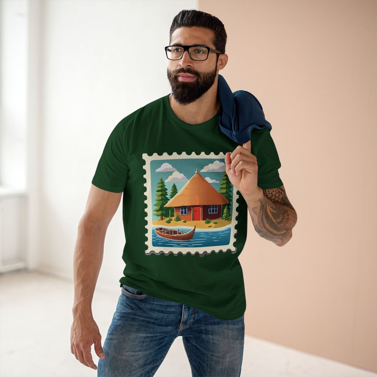 Stamp Shirt Postage Stamp Tee Unisex Premium Cotton Art Design By Retro2Nova Original Art Collection