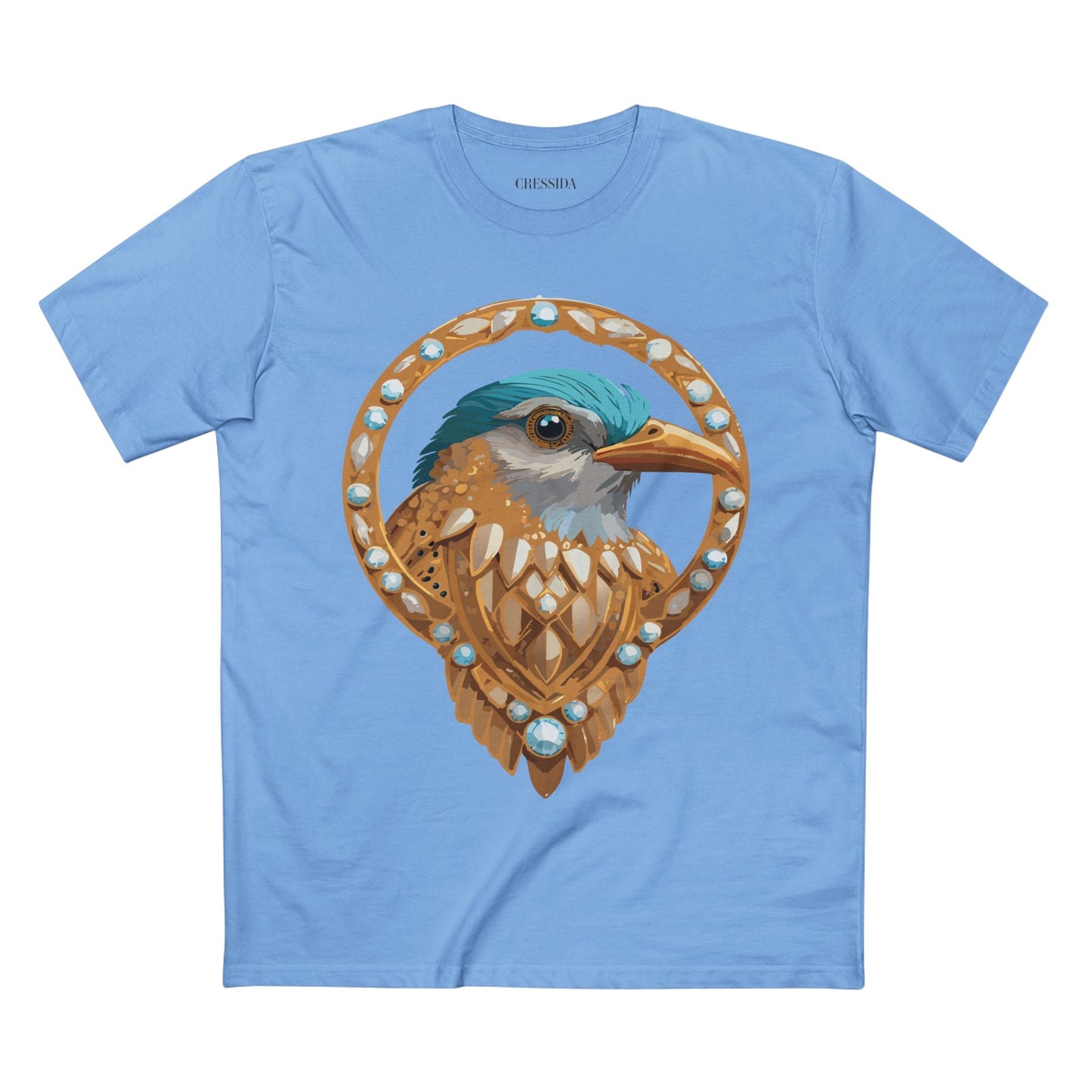 Bird Graphic Unisex 100 Cotton Tee With Unique Animal Golden Medallion Art Design 24