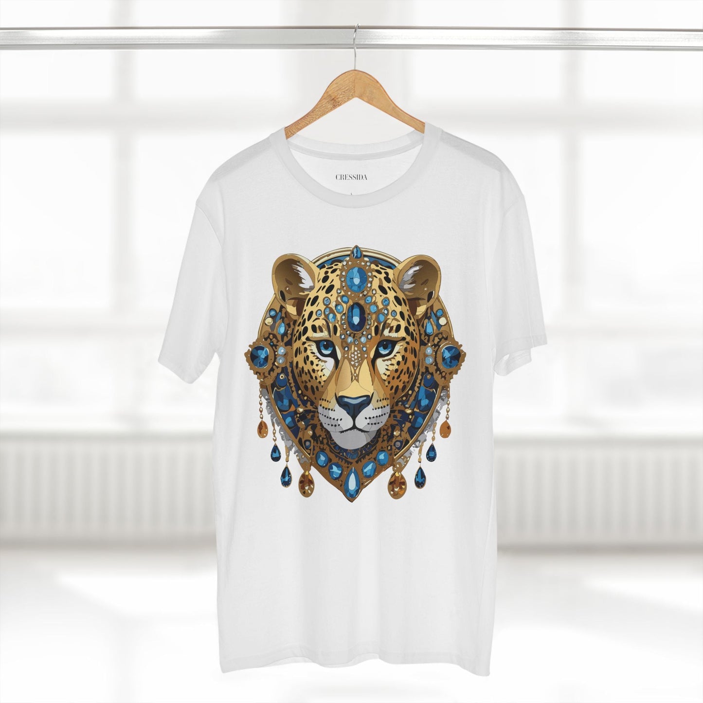 Cheetah Graphic Unisex 100 Cotton Tee With Unique Animal Golden Medallion Art Design 47