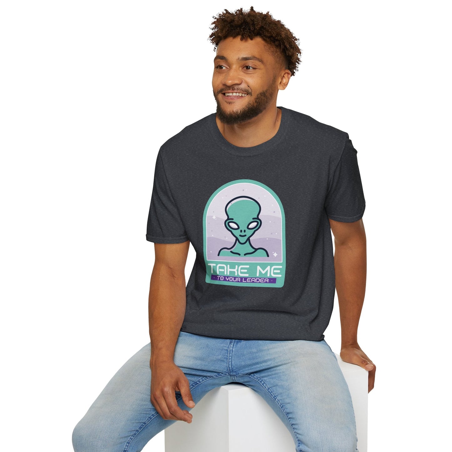 Alien Graphic TShirt  Take Me to Your Leader Retro Space Tee