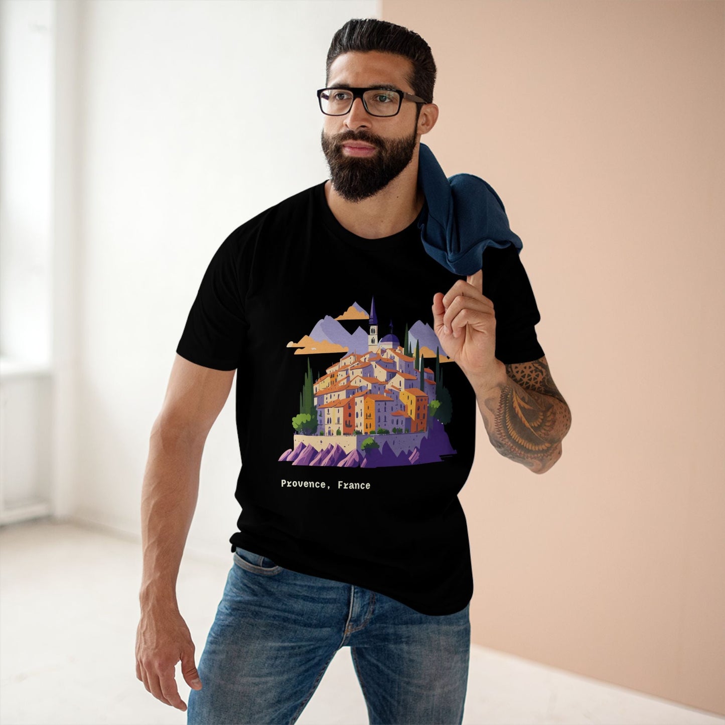 Provence Travel Shirt Unisex Premium Cotton Tee With Original Art By Retro2Nova TT66