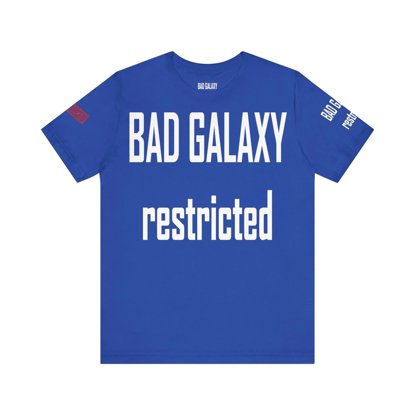 Bad Galaxy Tee Shirt With Red Stamp Made To Order Lightweight 100 Percent Cotton Free Shipping