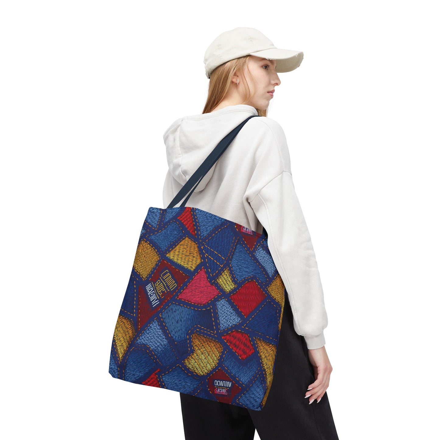 Denim Fabric Imitation Print Unisex Canvas Bag Poly Spun 3 Sizes Tote Bag 140
