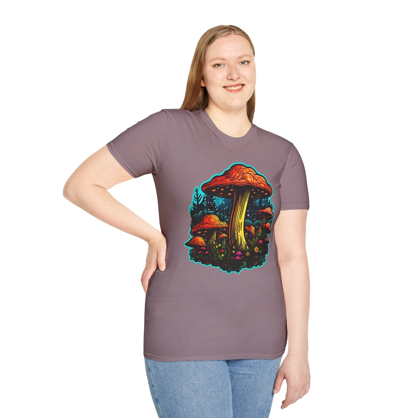 Funny Mashroom Graphic Unisex Softstyle Cotton With Cartoon Illustration Design 22