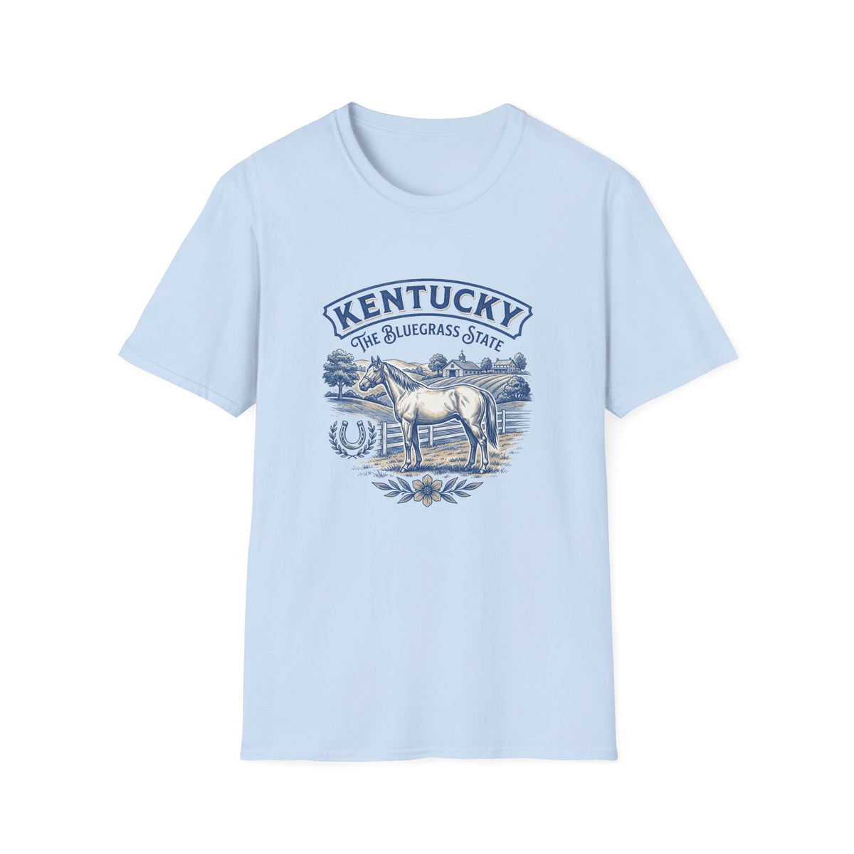 Kentucky Horse & Bluegrass State Travel Tourist Graphic Design Unisex 100 Cotton Gildan T-Shirt