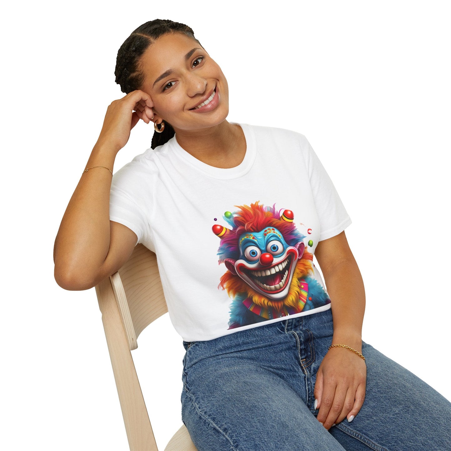 Clown Themed Unisex T Shirt Funny Man Circus Scary Man Tee Gildan Softstyle 64000 Cotton