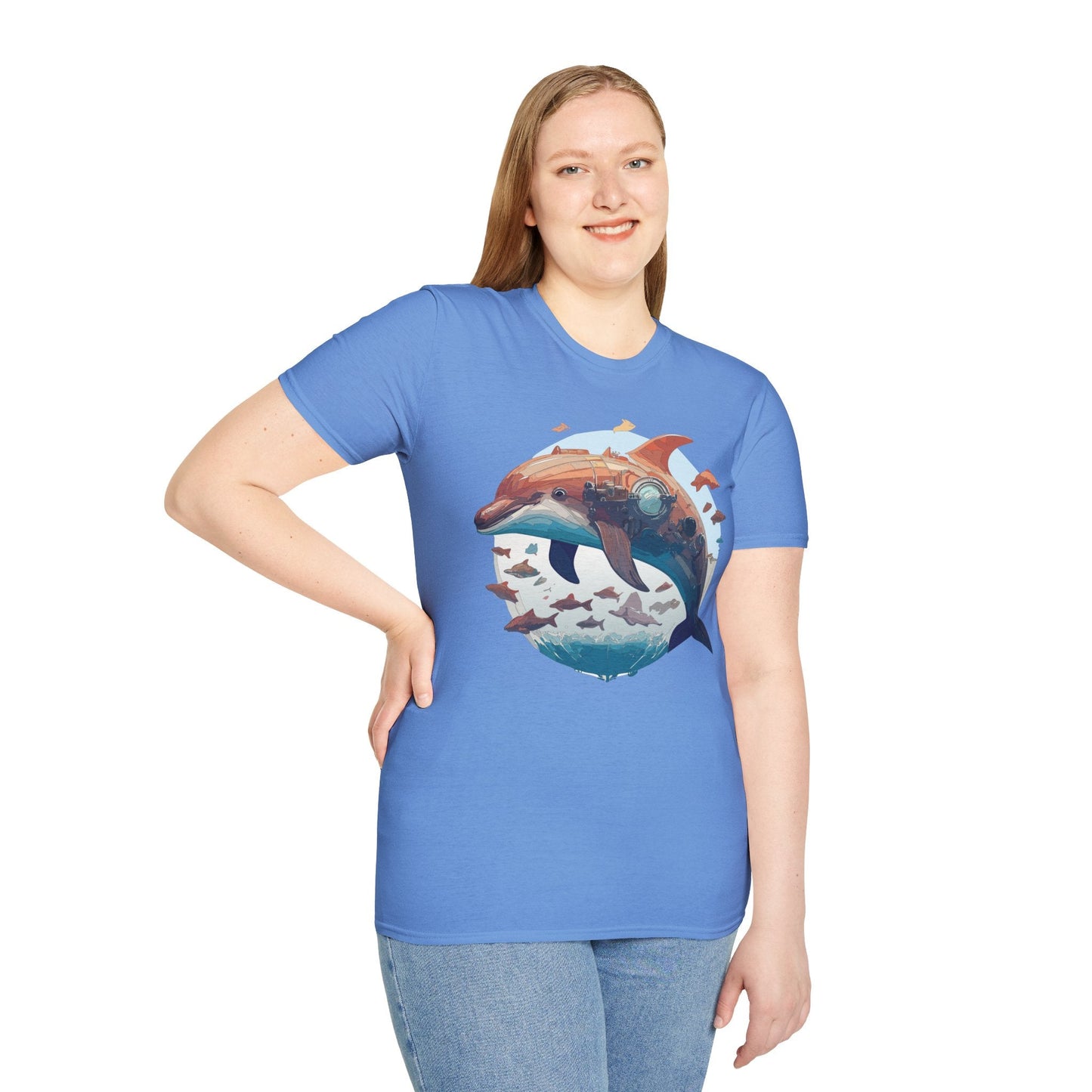 Unisex Dolphin Shirt Softstyle Tee Gildan 64000 Ring Spun Cotton Animal Graphic Design